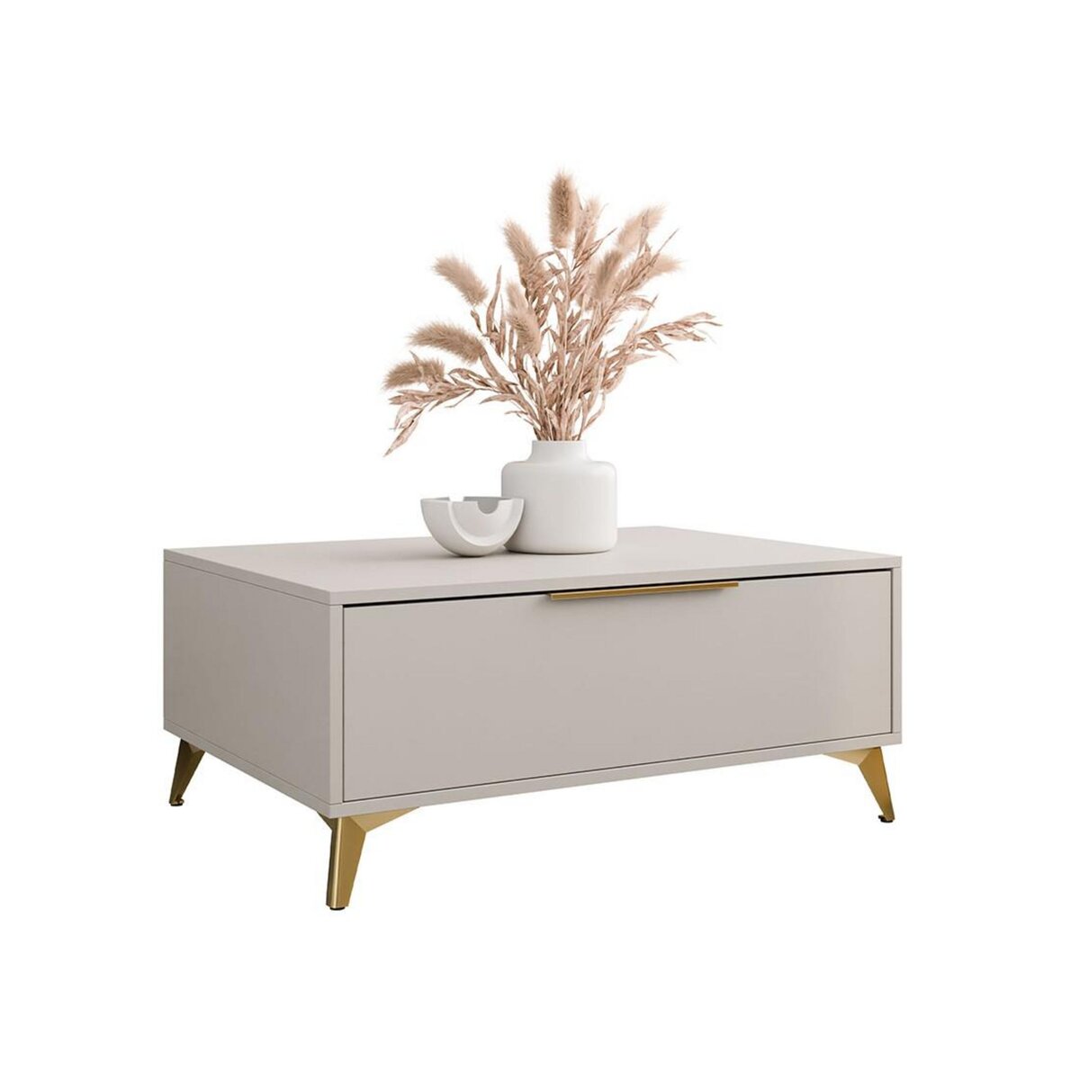 BEST MOBILIER Boccioni - table basse - beige - 1 tiroir - 104 cm