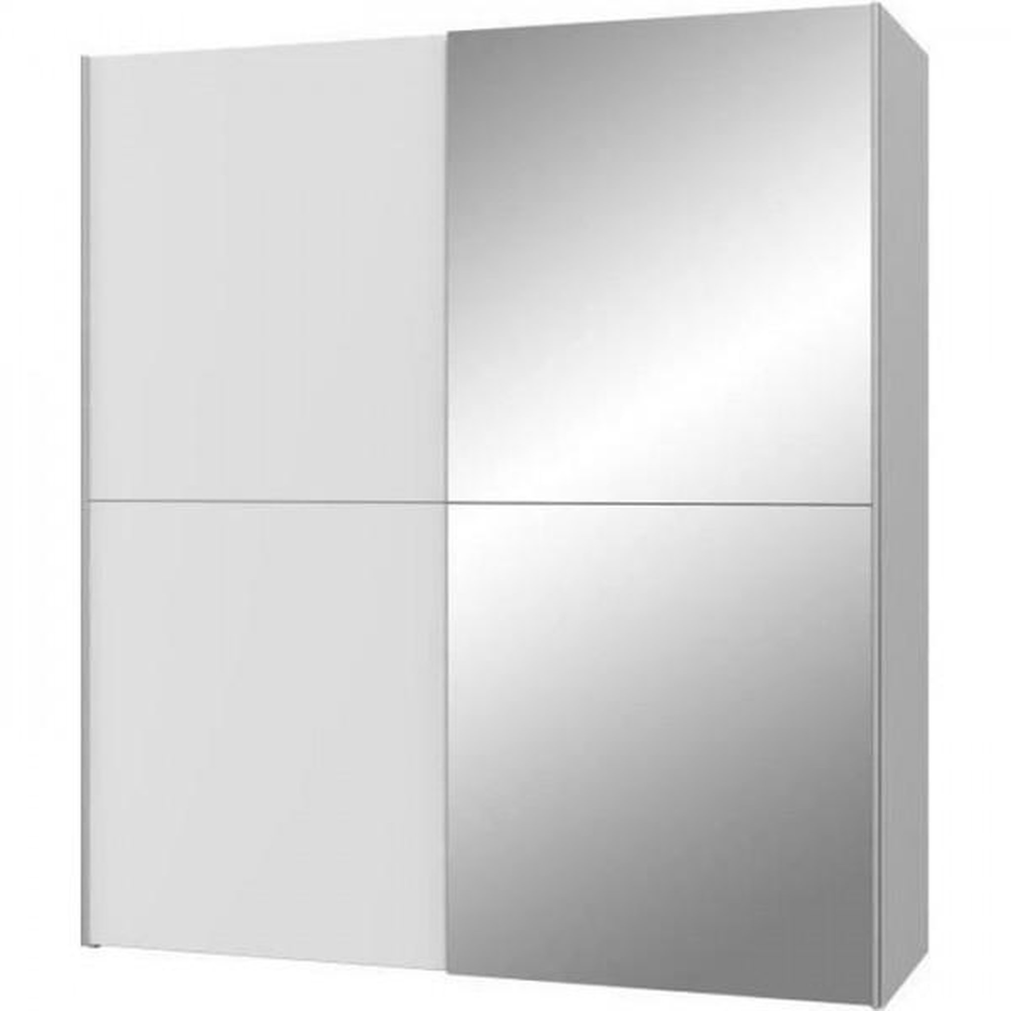 Voir la diapositive 1 : MARKET24 Armoire 2 portes coulissantes + miroir - Panneaux de particules - Blanc mat - L 170,3 x P 61,2 x H 190,5 cm - ULOS