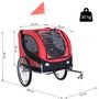 Voir la diapositive 3 : PAWHUT Remorque velo pour chien animaux avec 8 reflecteurs drapeau rouge noir