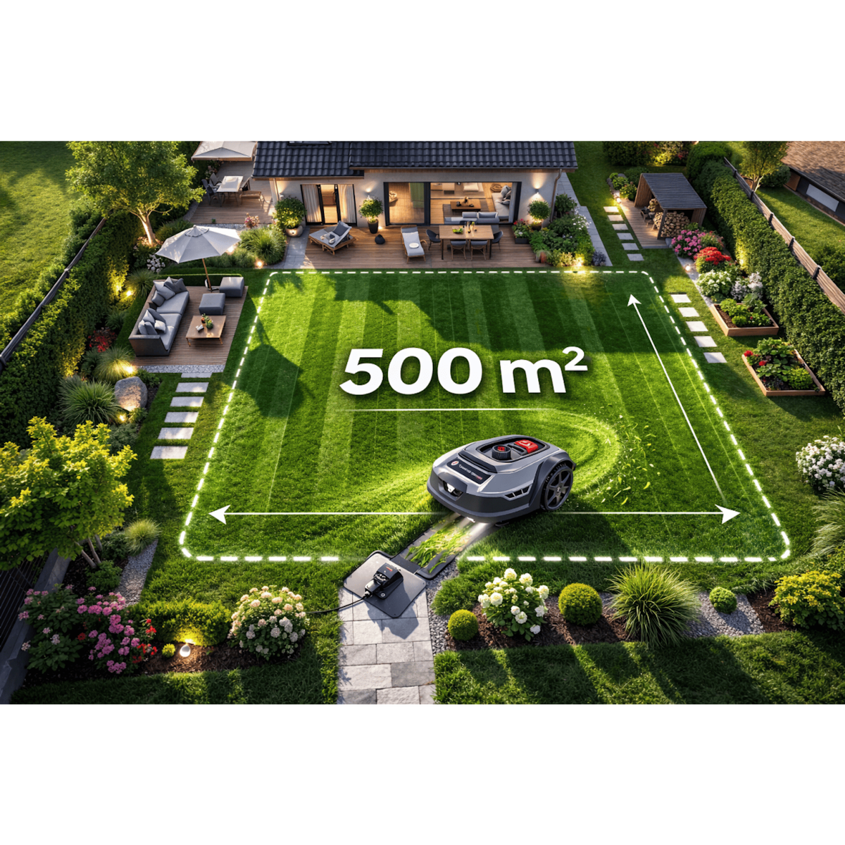 BY TONINO LAMBORGHINI GARDEN MACHINERY Robot Tondeuse Autonome Coupe Ø18cm Surfaces 500m2 Pente 45% Recharge Automatique Controle facile sur Smartphone LAMBORGHINI