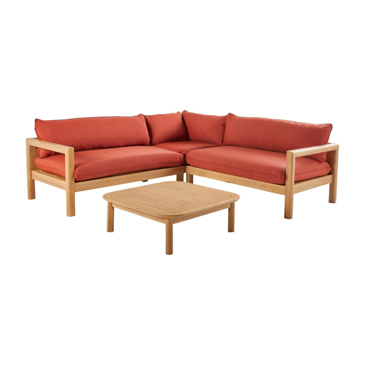 SWEEEK Salon de jardin d'angle bois d'acacia 5 places BURGOS, table carrée