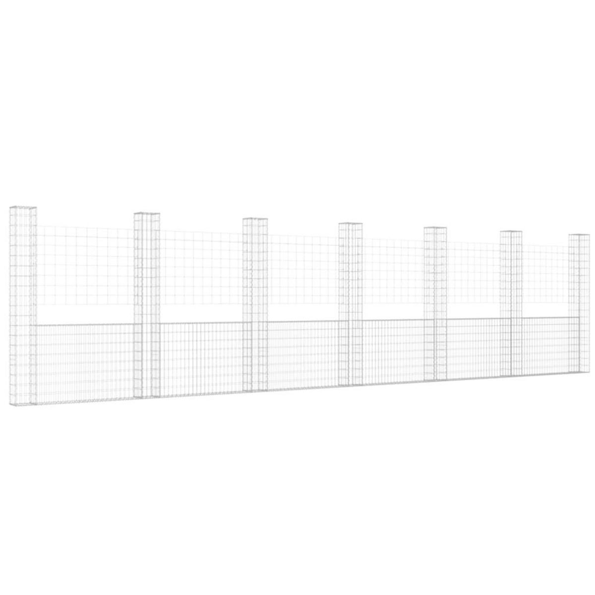VIDAXL Panier de gabion en forme de U avec 7 poteaux Fer 740x20x200 cm