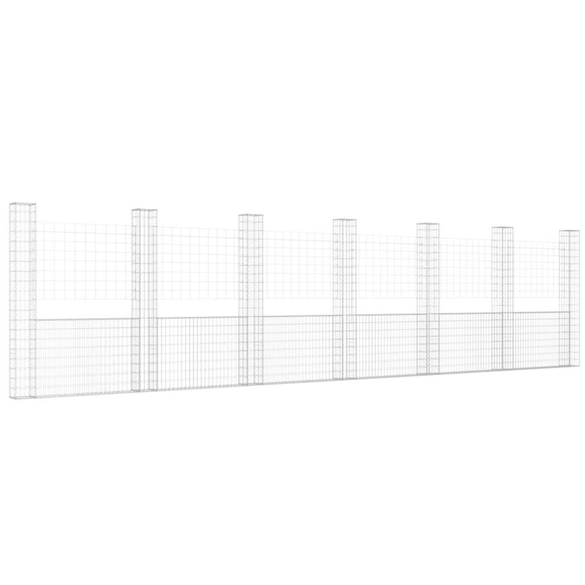 VIDAXL Panier de gabion en forme de U avec 7 poteaux Fer 740x20x200 cm
