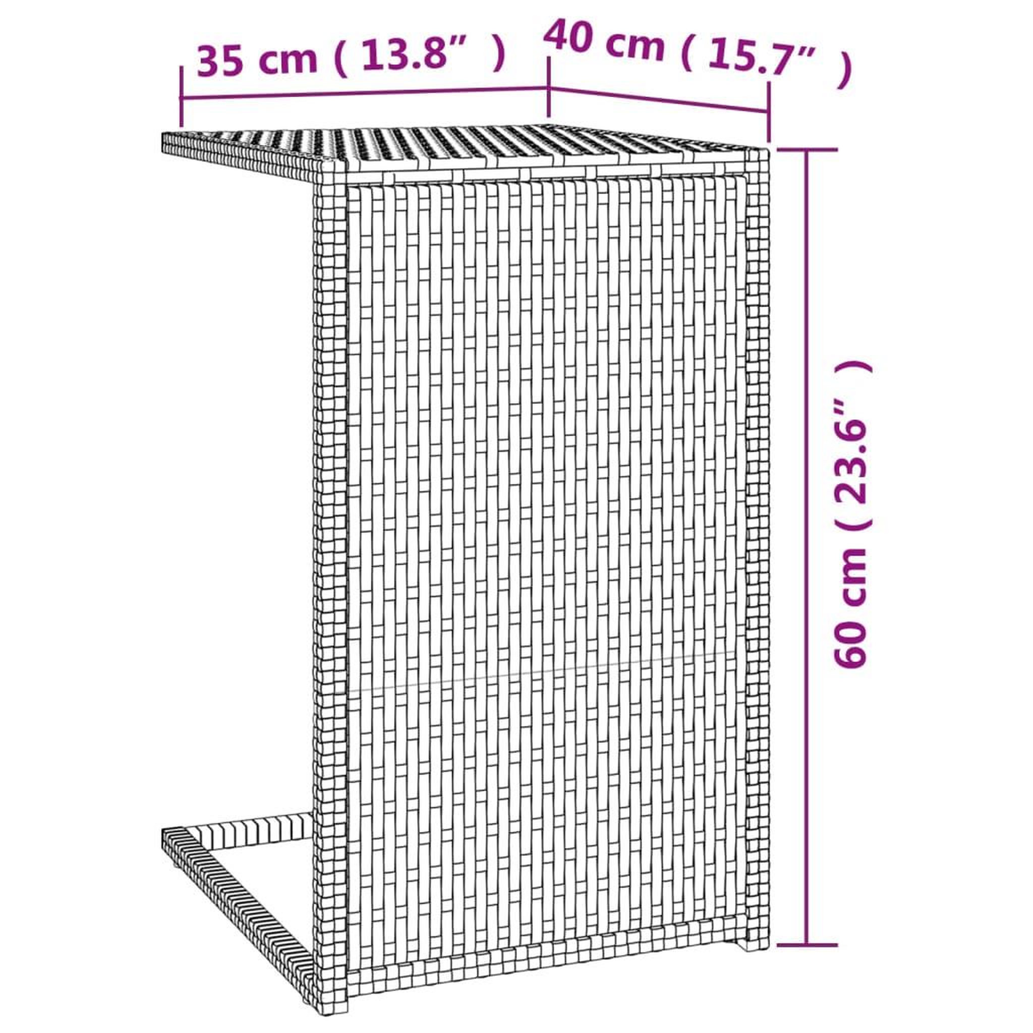Voir la diapositive 6 : VIDAXL Table en forme de C marron 40x35x60 cm resine tressee