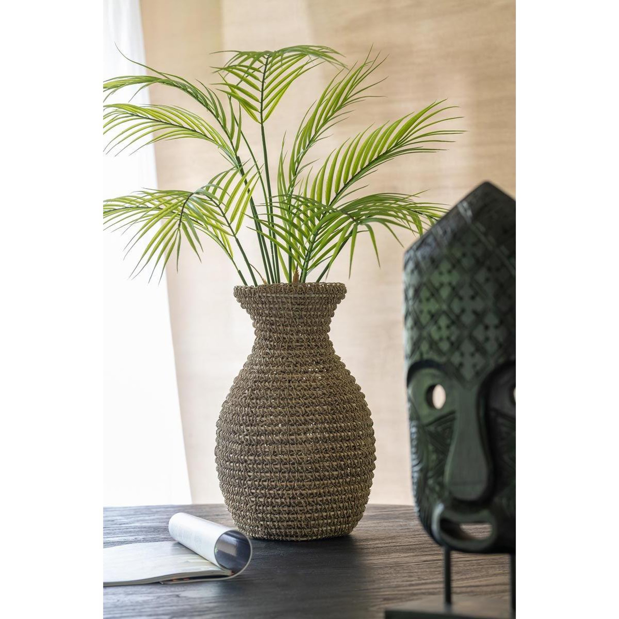 Voir la diapositive 4 : J-LINE Vase en Jonc de Mer  Lise  38cm Naturel