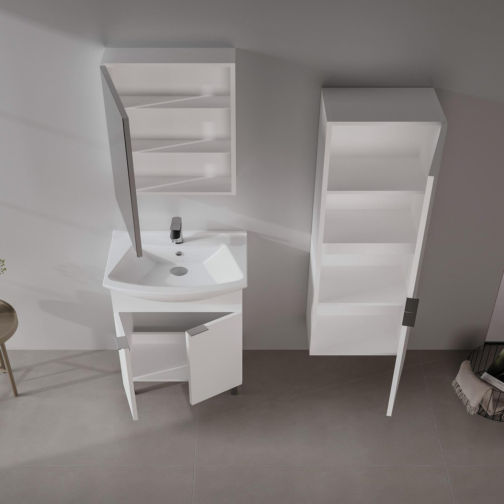 Voir la diapositive 3 : Habitat et Jardin Meuble avec simple vasque et miroir  purus 55  - 55 x 50 x 83 cm - white
