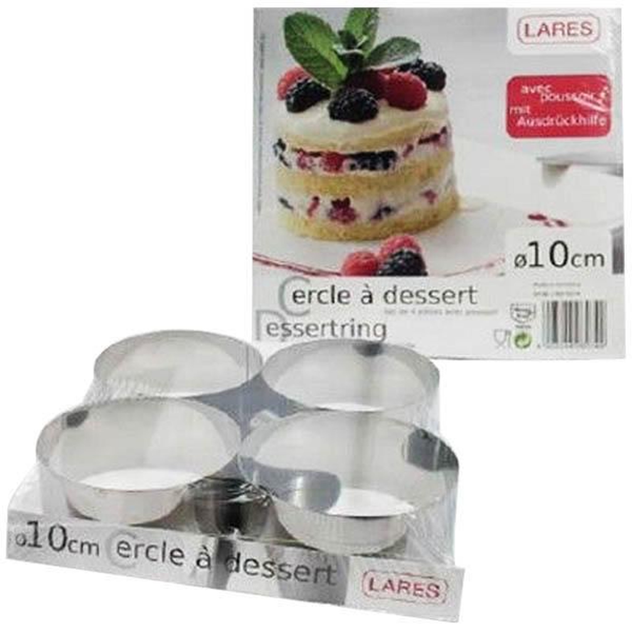 Lares 4 cercles à dessert diam.10cm + poussoir - 6074