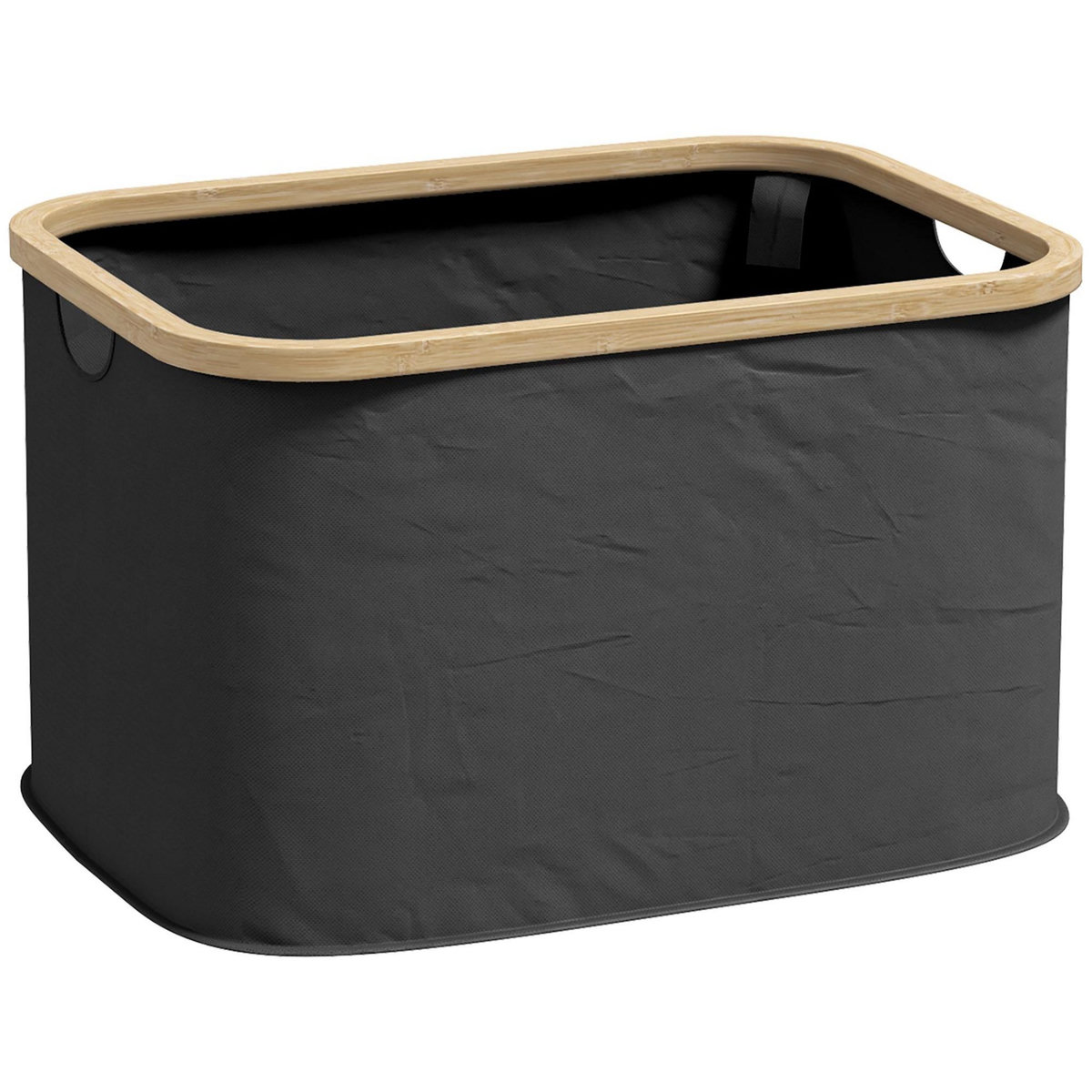 HOMCOM Panier à linge pliable 36L - corbeille à linge sale avec poignées - non tissé noir bambou