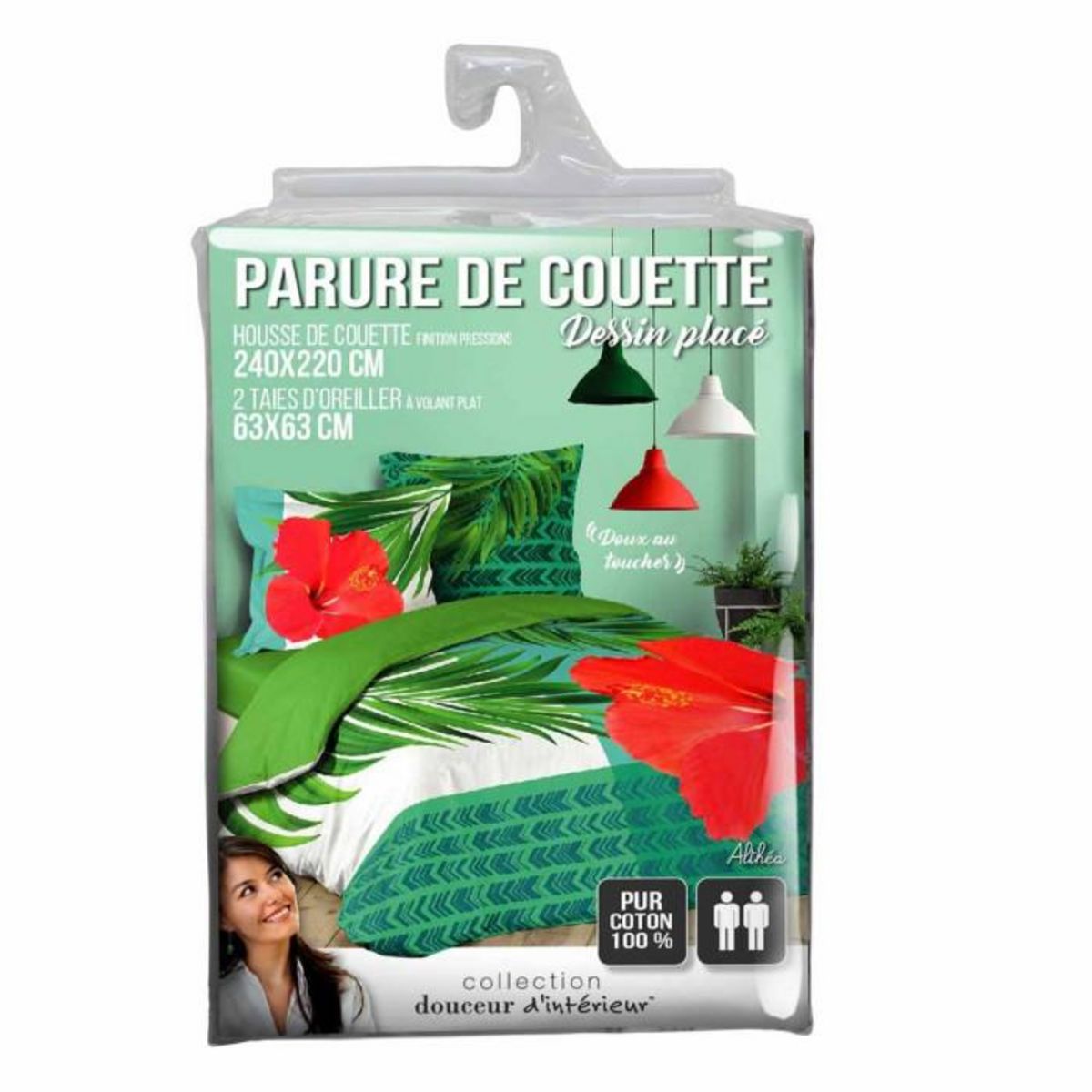 Paris Prix Parure de Lit 3 Pièces  Althea  240x220cm Vert