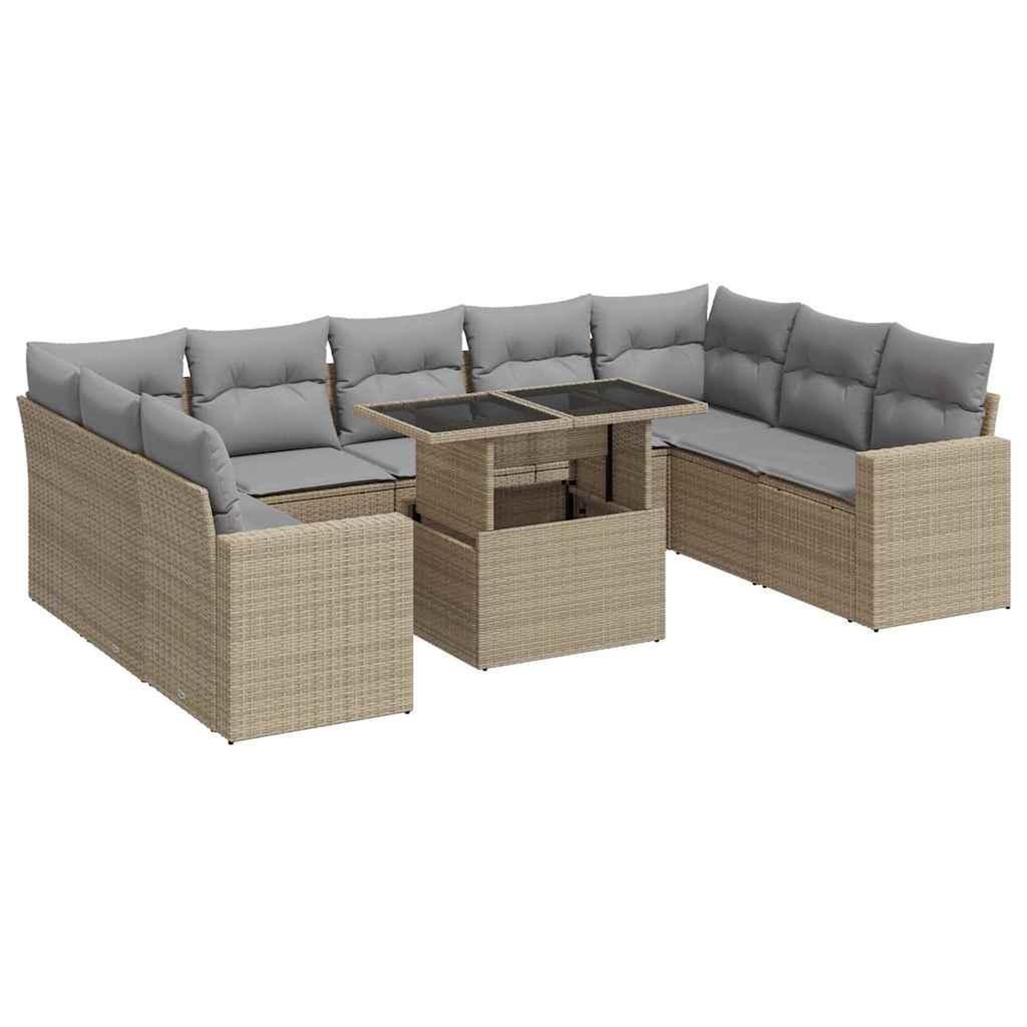 Voir la diapositive 2 : VIDAXL Salon de jardin avec coussins 10 pcs beige resine tressee