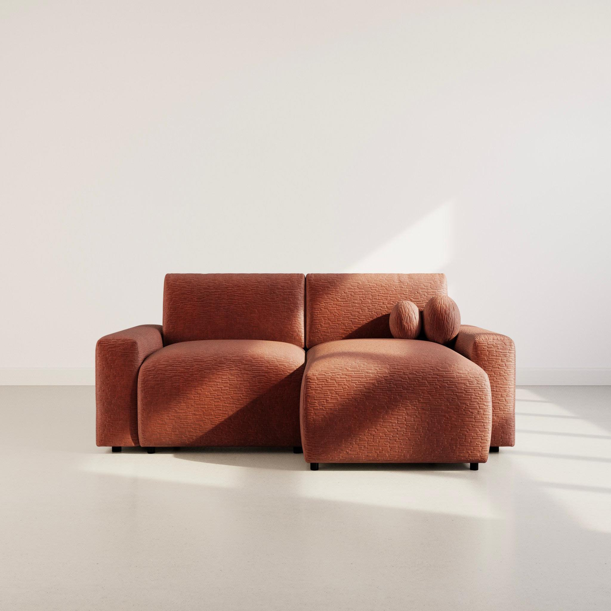 Voir la diapositive 6 : BEST MOBILIER Constance - canapé d'angle réversible 4 places convertible avec coffre en velours gaufré