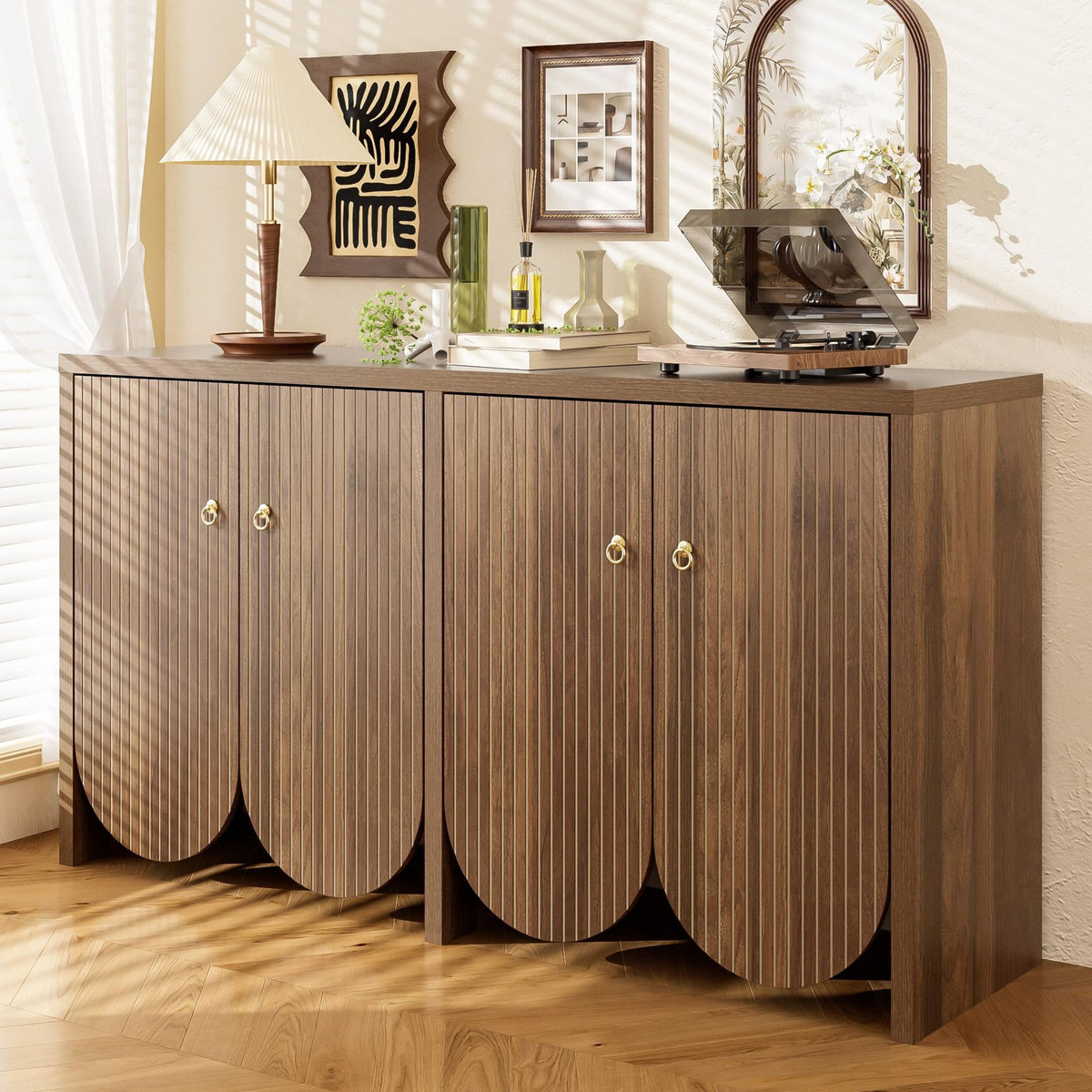 MERAX Buffet 4 porte(s) 0 tiroir(s) - 147 cm naturel mdf