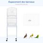 Voir la diapositive 6 : PAWHUT PawHut Cage à oiseaux sur pied volière oiseaux sur roulettes avec toit ouvrant 3 perchoirs étagère inférieure 46,5 x 36 x 157 cm