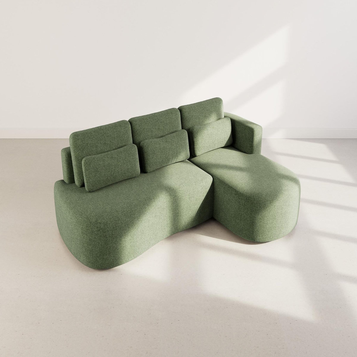 LISA DESIGN Mahina - canapé d'angle droit 4 places convertible avec coffre en tissu texturé