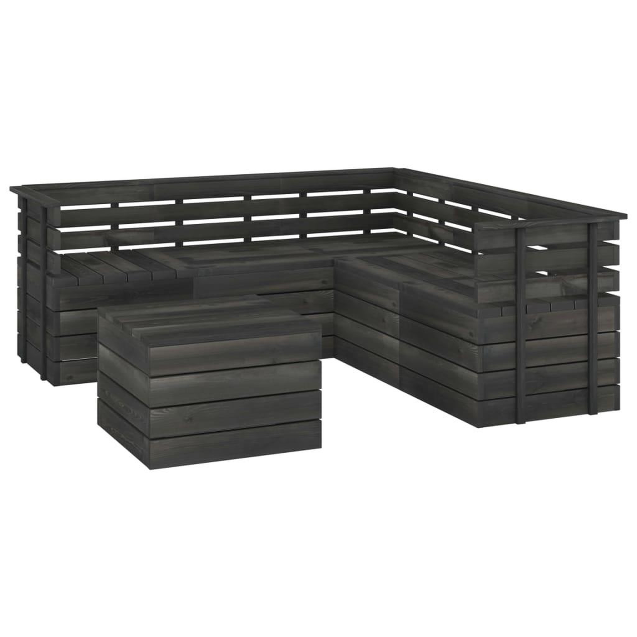 Voir la diapositive 2 : VIDAXL Salon palette de jardin 6 pcs Bois de pin massif Gris fonce