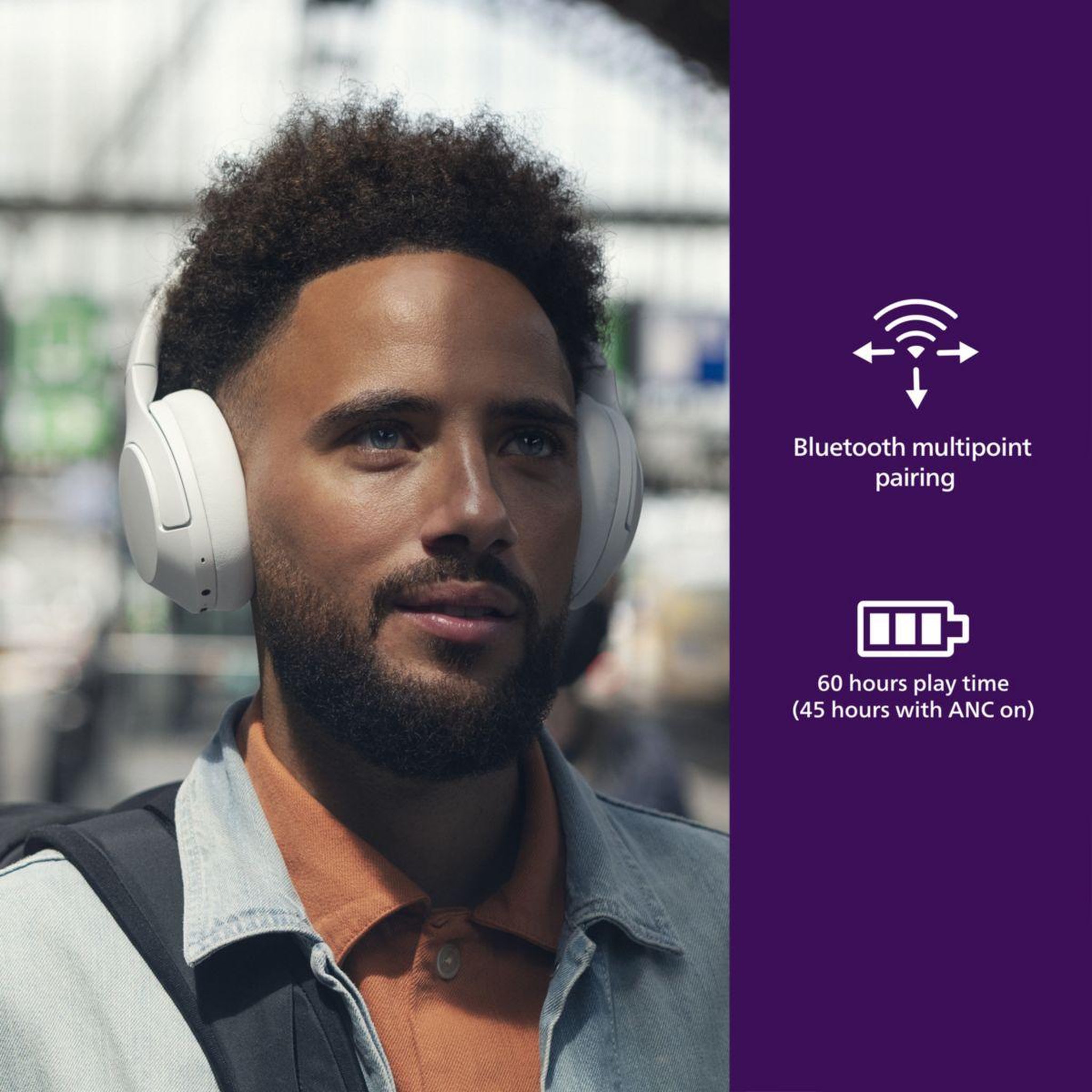 Voir la diapositive 3 : Philips Casque TAH8506WT Blanc