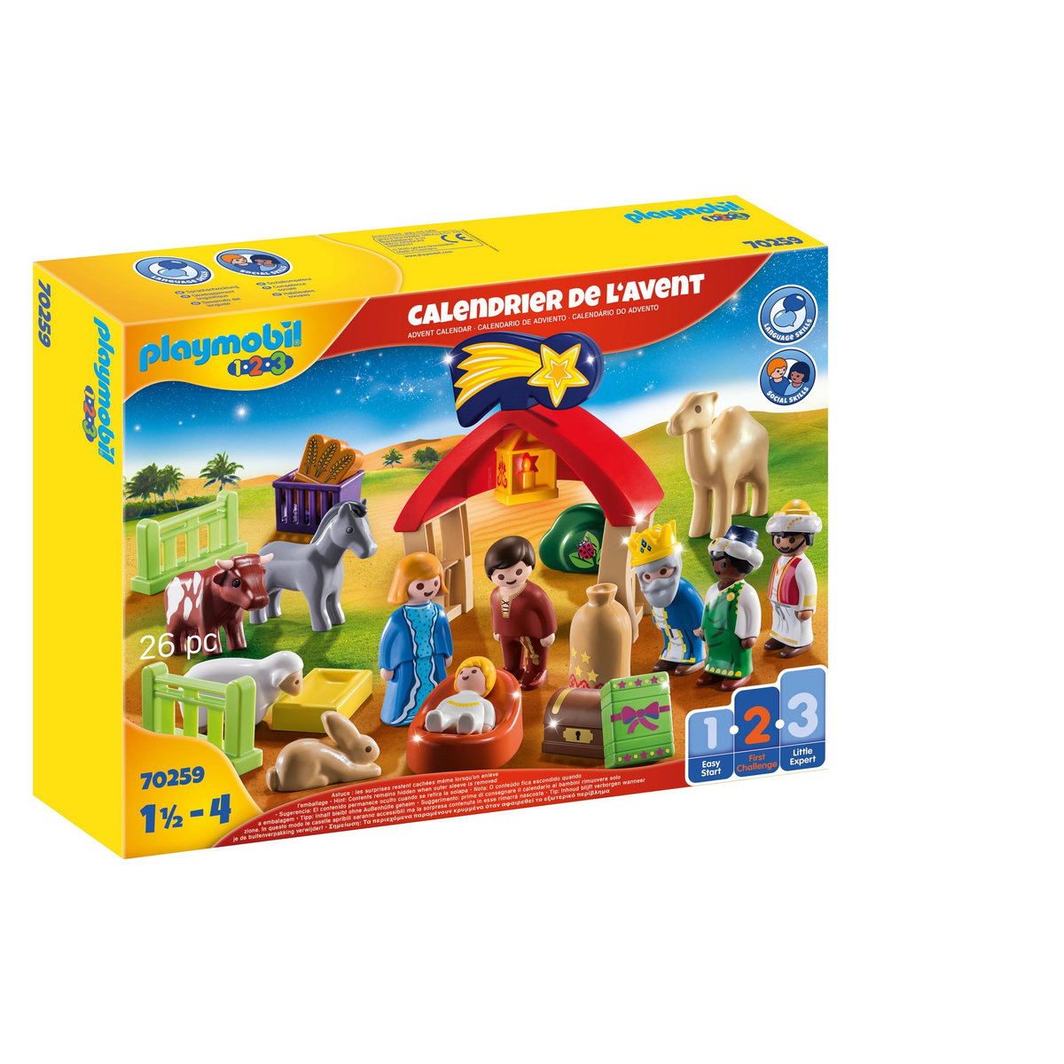 PLAYMOBIL 70259 1.2.3 Calendrier de l'avent  - Animaux et mangeoire