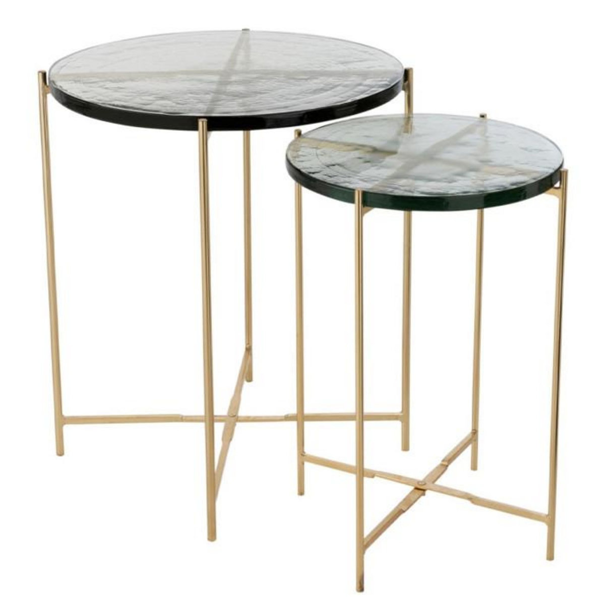 Paris Prix Lot de 2 Tables Gigognes  Obi  58cm Transparent & Or