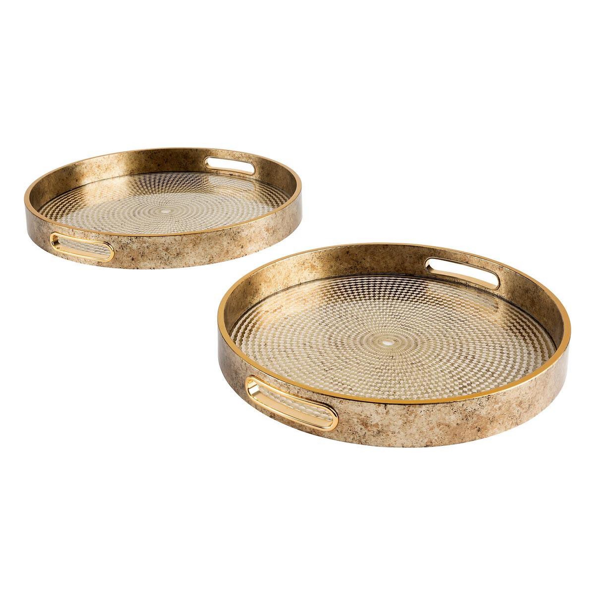 ATMOSPHERA Lot de 2 plateaux déco  elya  35cm or