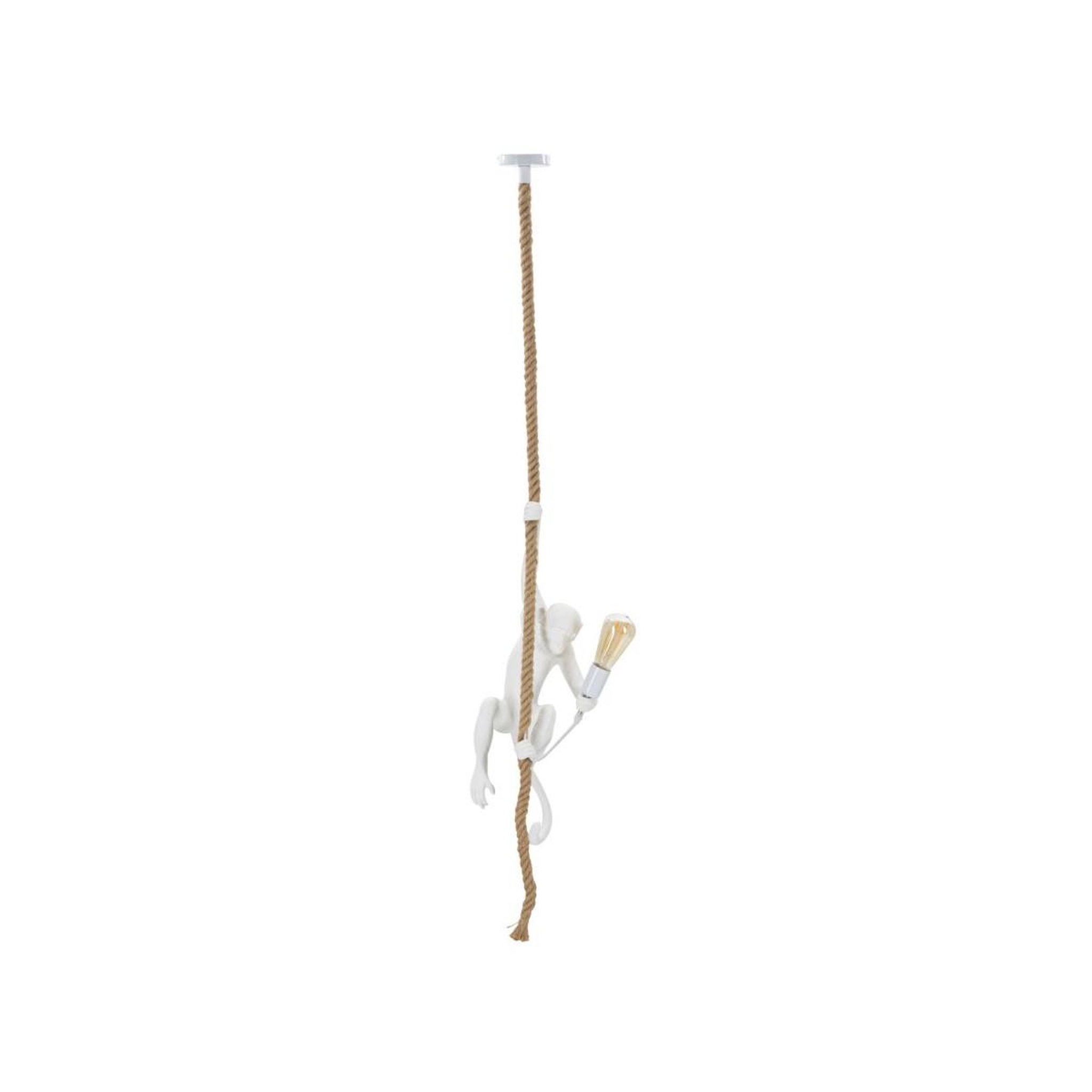 Paris Prix Lampe Suspension en Résine  Singe  60cm Blanc