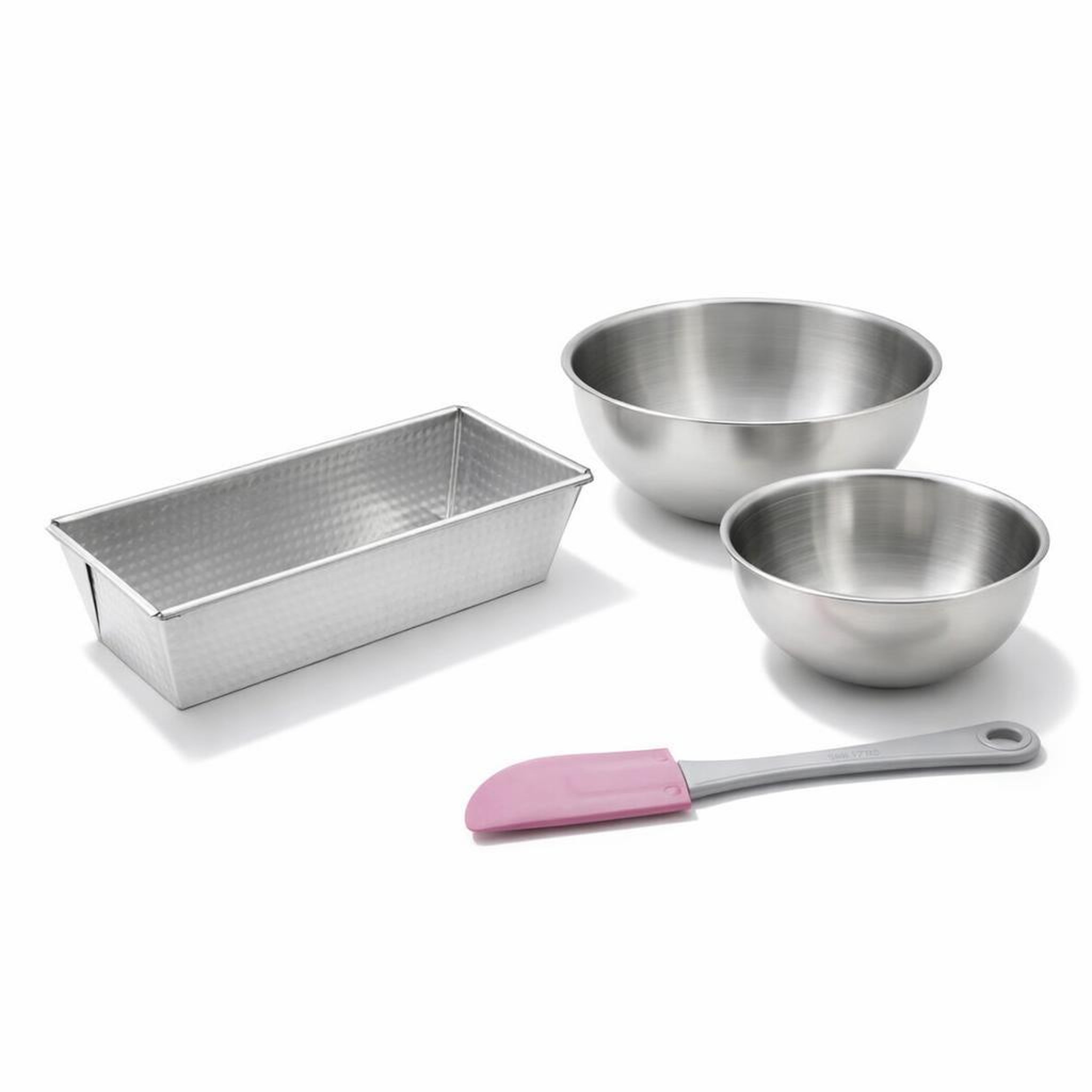 ZENKER Set comprenant 1 moule à cake en acier étamé, 1 spatule zenker et 2 bols à mixer en inox fackelmann