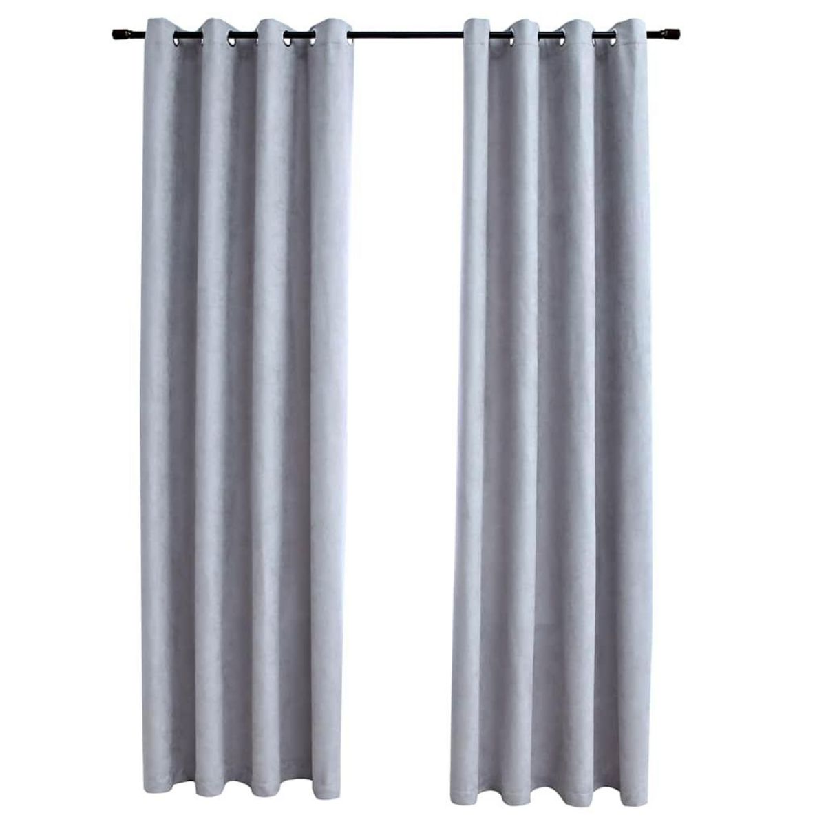 VIDAXL Rideaux occultants avec anneaux en metal 2 pcs Gris 140x175 cm
