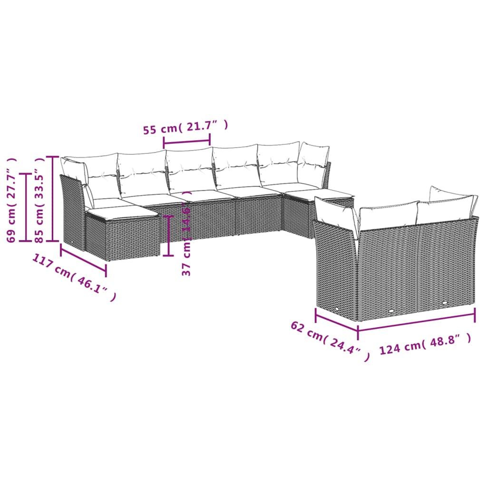 Voir la diapositive 3 : VIDAXL Salon de jardin 9 pcs avec coussins noir resine tressee