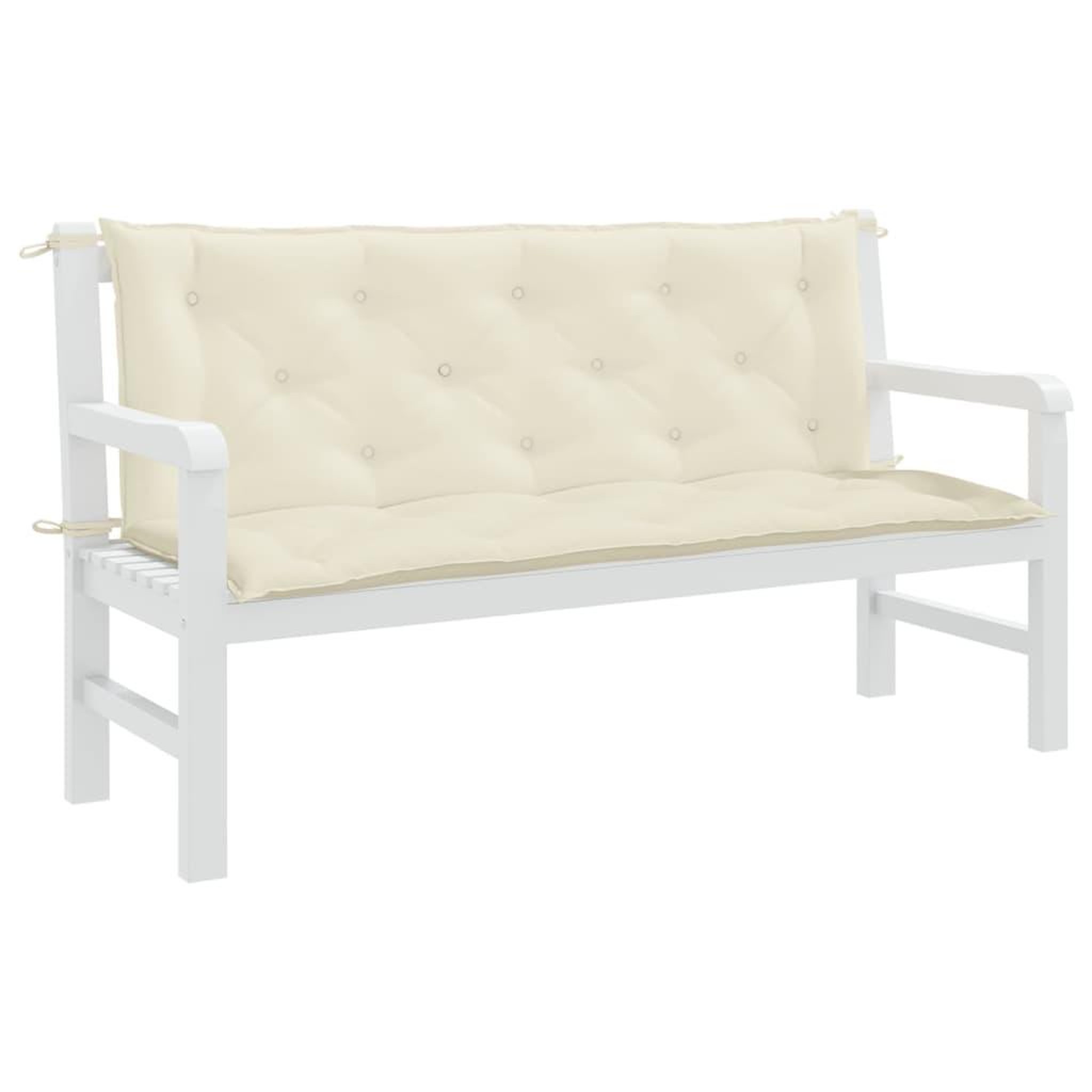 Voir la diapositive 3 : VIDAXL Coussin de banc de jardin blanc creme tissu oxford