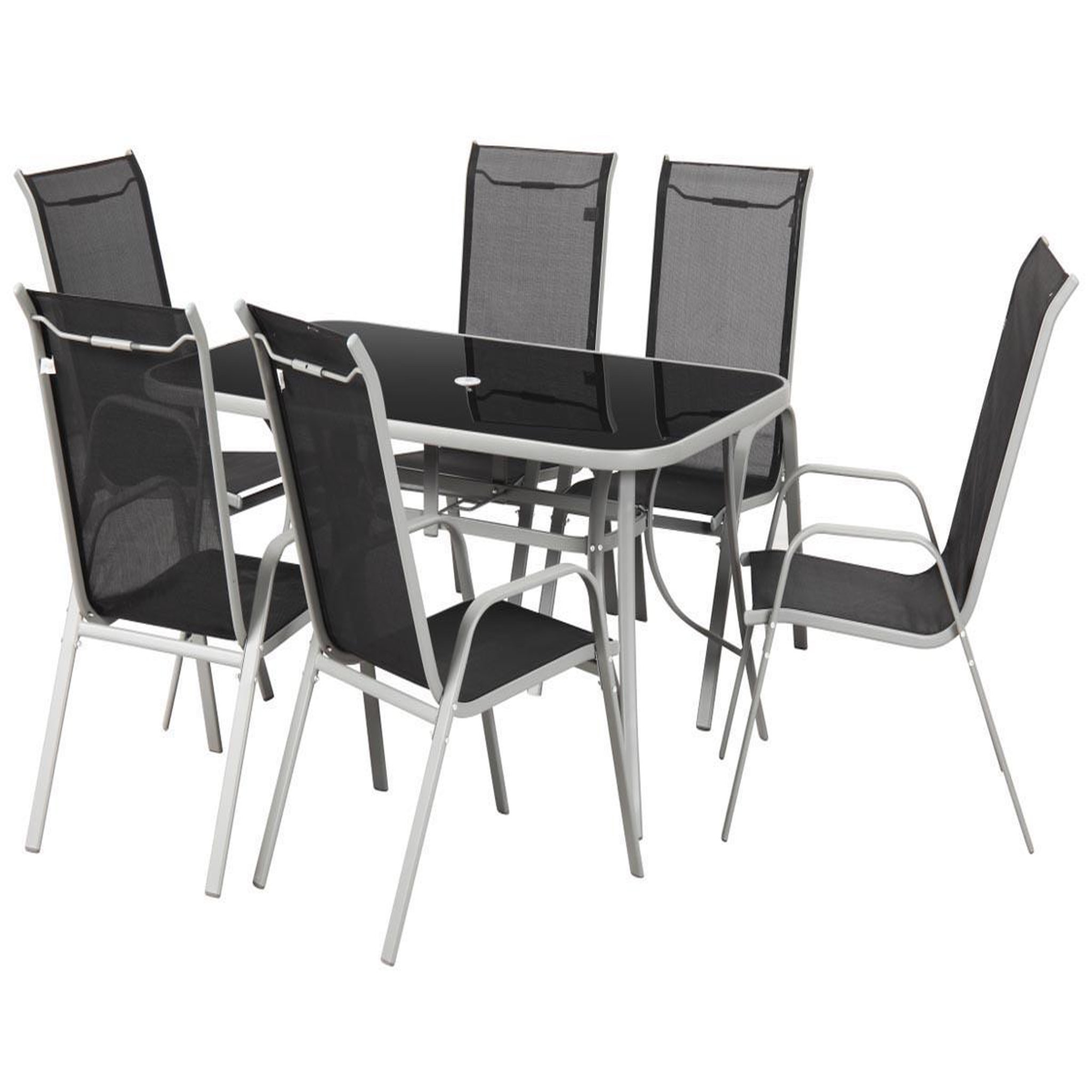 Habitat et Jardin Table et chaises de jardin en textilène  Cordoba  - Phoenix - 6 places - Noir
