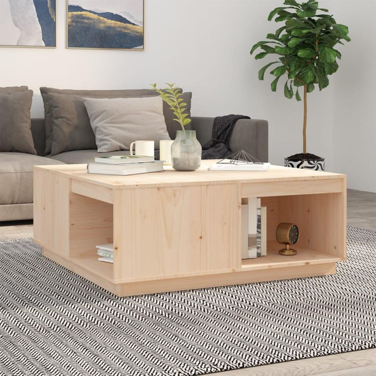 VIDAXL Table basse 100x101x40,5 cm Bois massif de pin