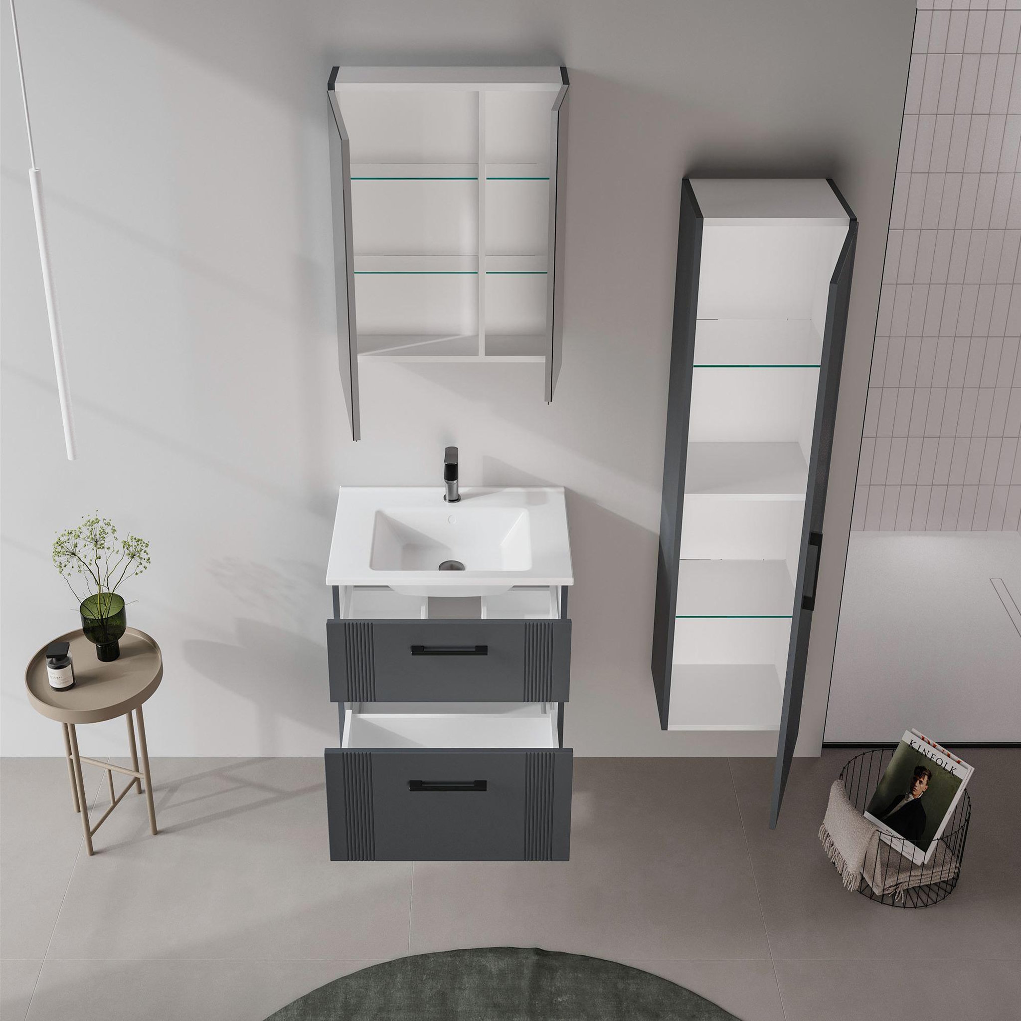 Voir la diapositive 3 : Habitat et Jardin Armoire de salle de bain  bari 40  - 40 x 32 x 138 cm - matte anthracite