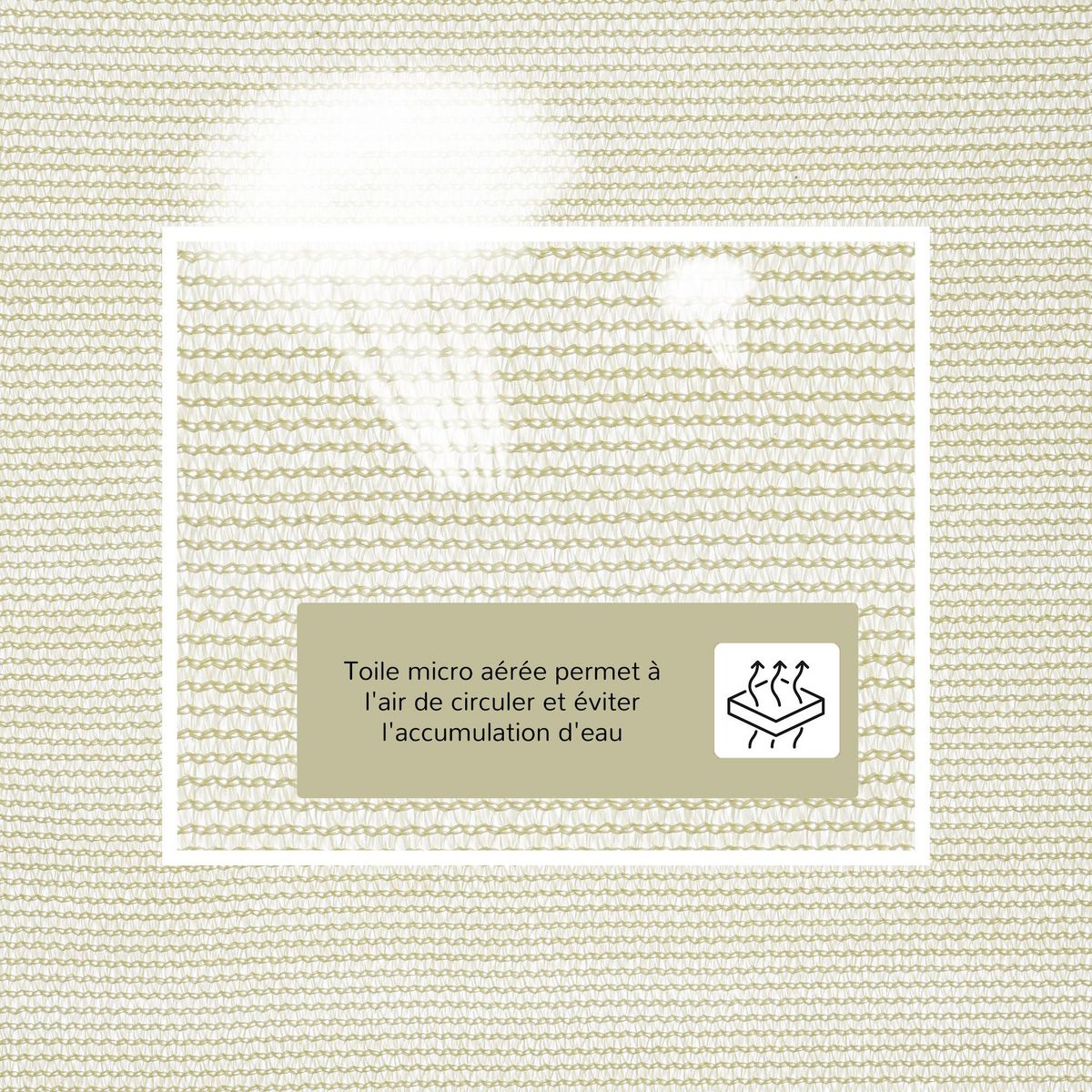 OUTSUNNY Voile d'ombrage triangulaire grande taille 6 x 6 x 6 m polyéthylène haute densité résistant aux UV crème