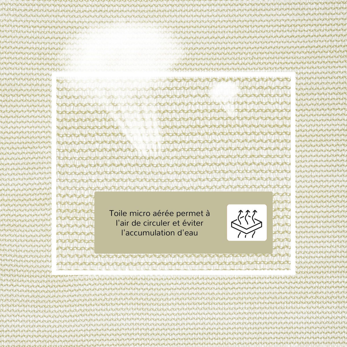 OUTSUNNY Voile d'ombrage triangulaire grande taille 6 x 6 x 6 m polyéthylène haute densité résistant aux UV crème