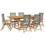 Voir la diapositive 2 : VIDAXL Ensemble a manger de jardin 7 pcs gris rotin et bois massif