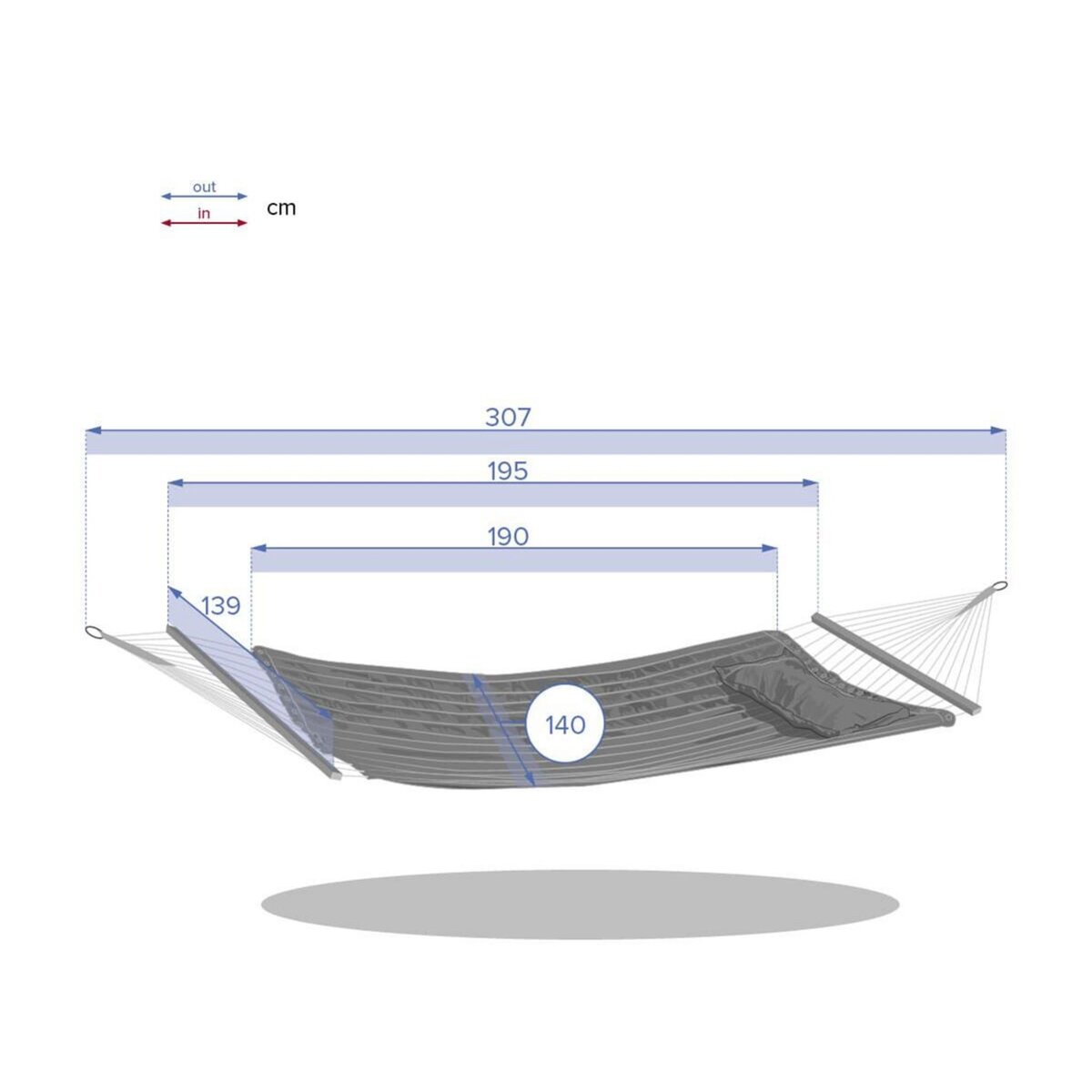 HESPERIDE Toile de hamac matelassé bleu indigo Akio - Hespéride