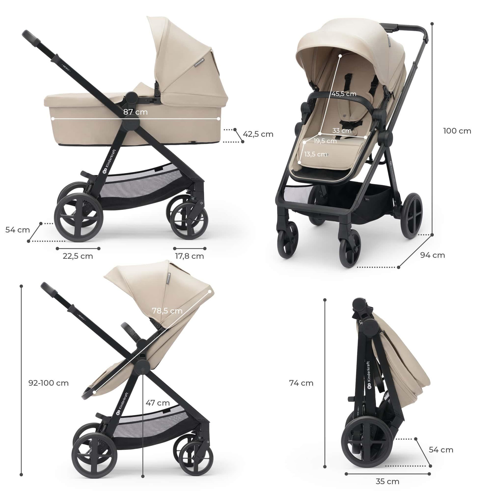 Voir la diapositive 6 : KINDERKRAFT Poussette 4en1 newly pratique et confortable