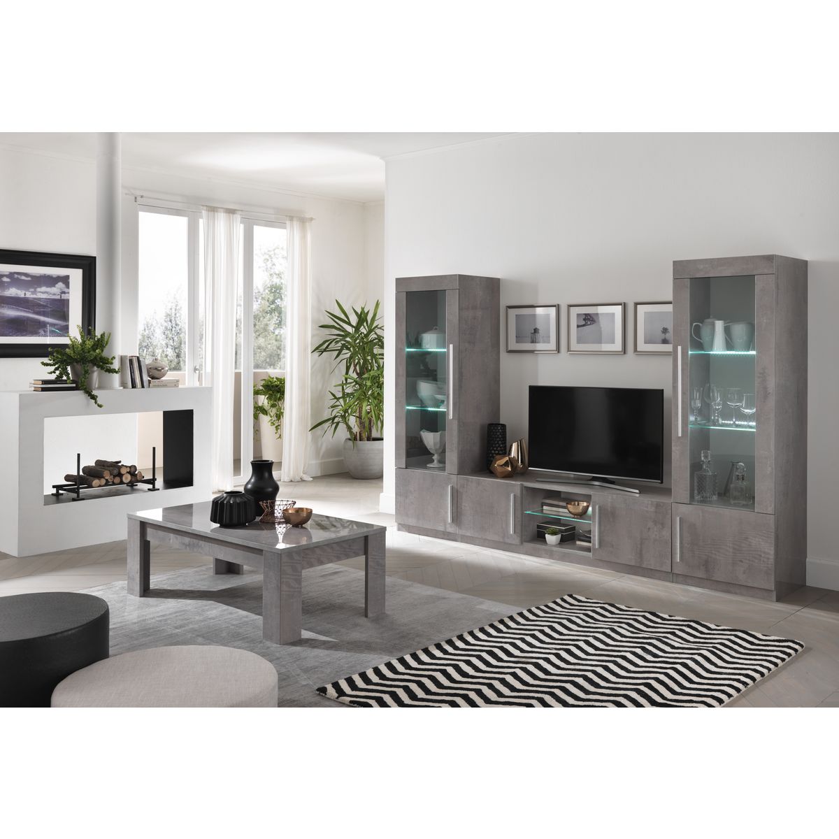 Meuble TV 2 portes 1 niche L156 cm TORINO