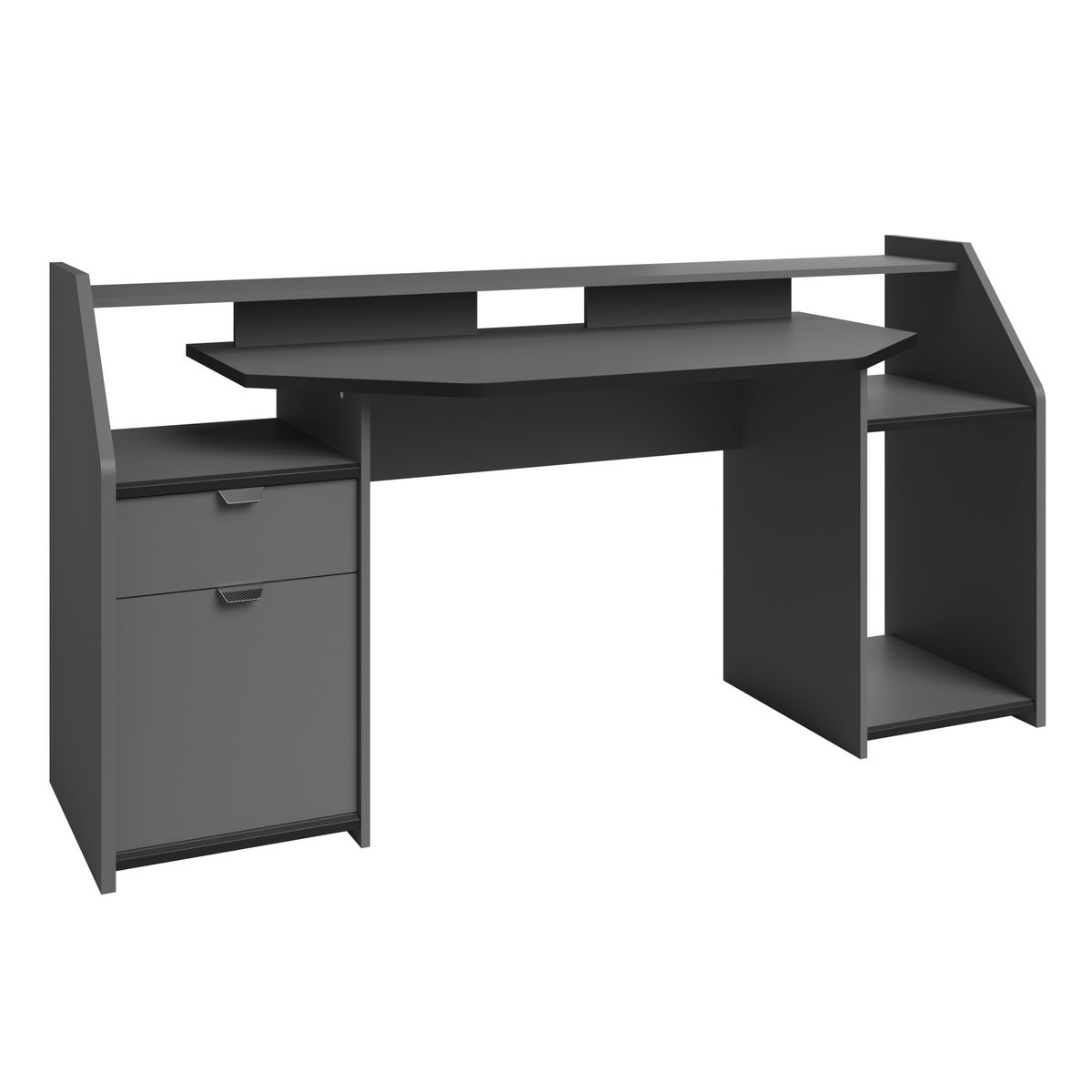Bureau droit spécial gaming avec large plateau et leds L180cm GAMER