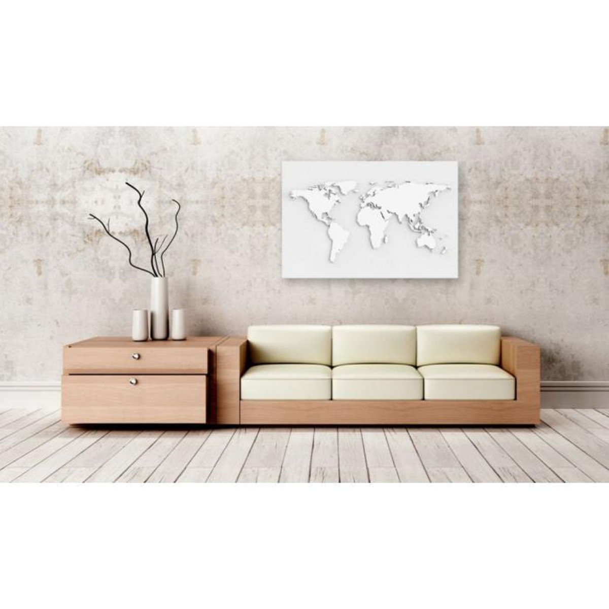 Paris Prix Tableau en Liège  Carte du Monde - Monochromatic World