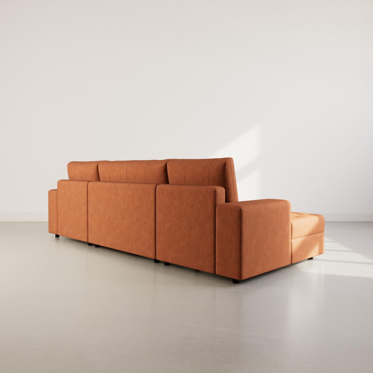 BEST MOBILIER Bastian - canapé panoramique en u 7 places convertible avec coffre en velours texturé