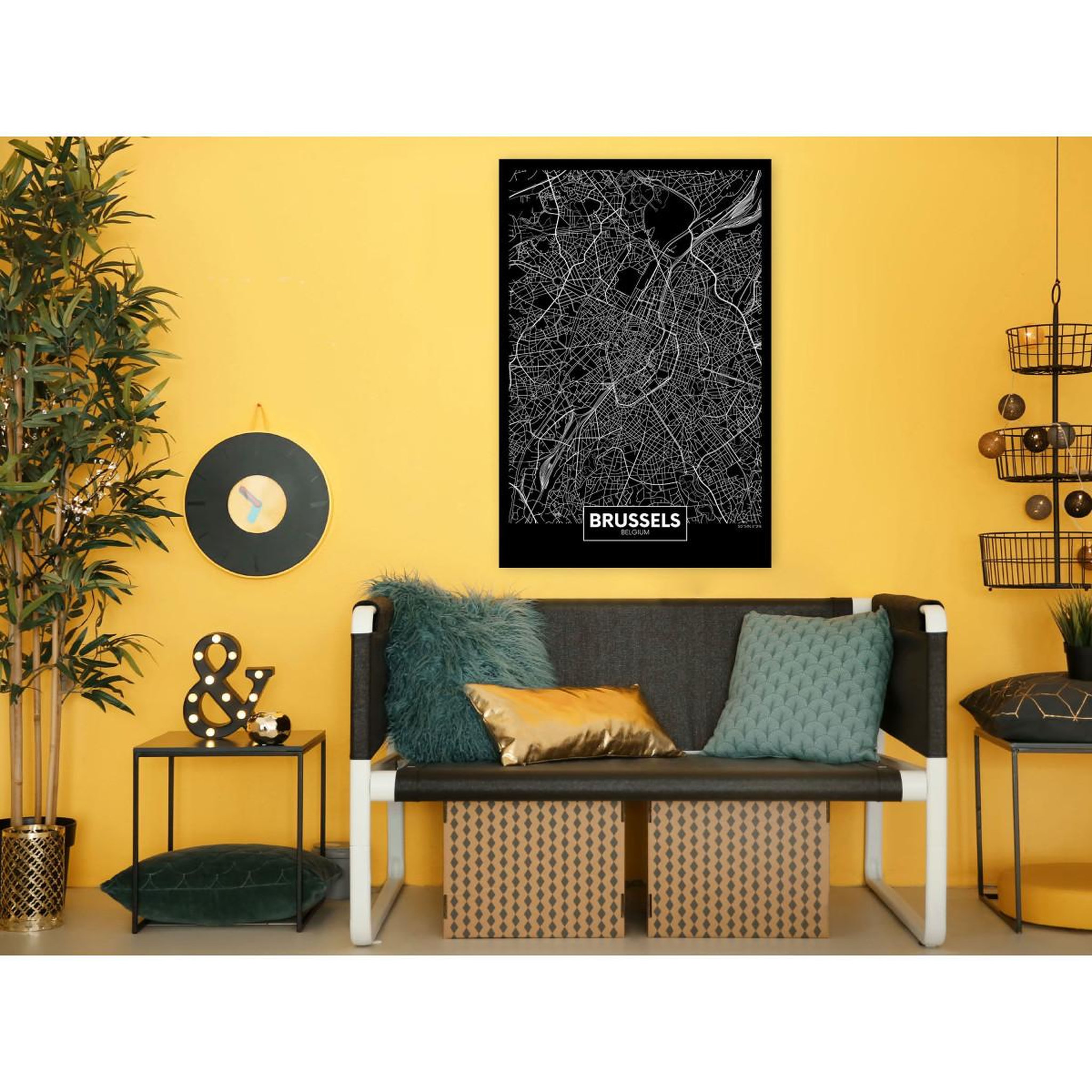 Voir la diapositive 2 : Paris Prix Tableau Imprimé  Dark Map of Brussels