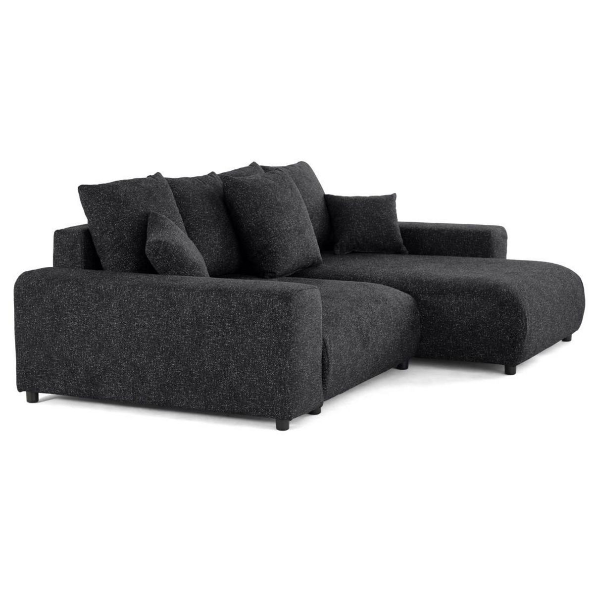 LISA DESIGN Jake - canapé panoramique d'angle droit 7 places convertible avec coffre en fausse fourrure