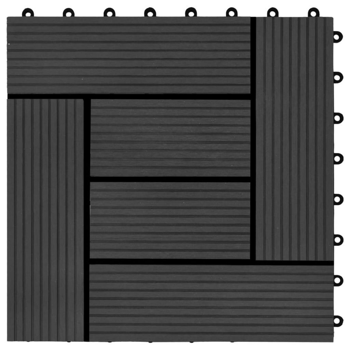 VIDAXL Carreau de terrasse 11 pcs WPC 30 x 30 cm 1 m^2 Noir