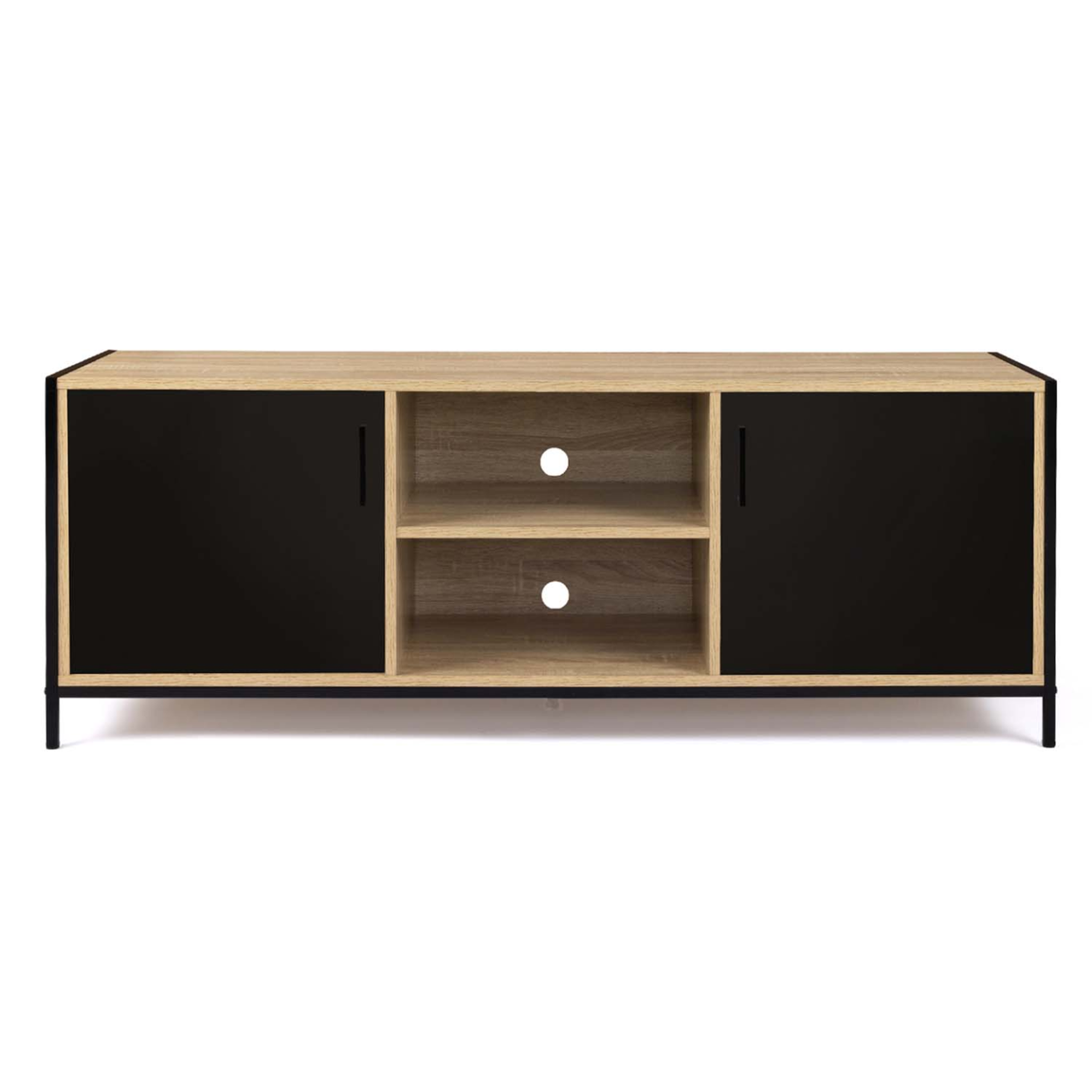 Voir la diapositive 3 : ID MARKET Meuble tv 140 cm boston 2 portes noires design industriel