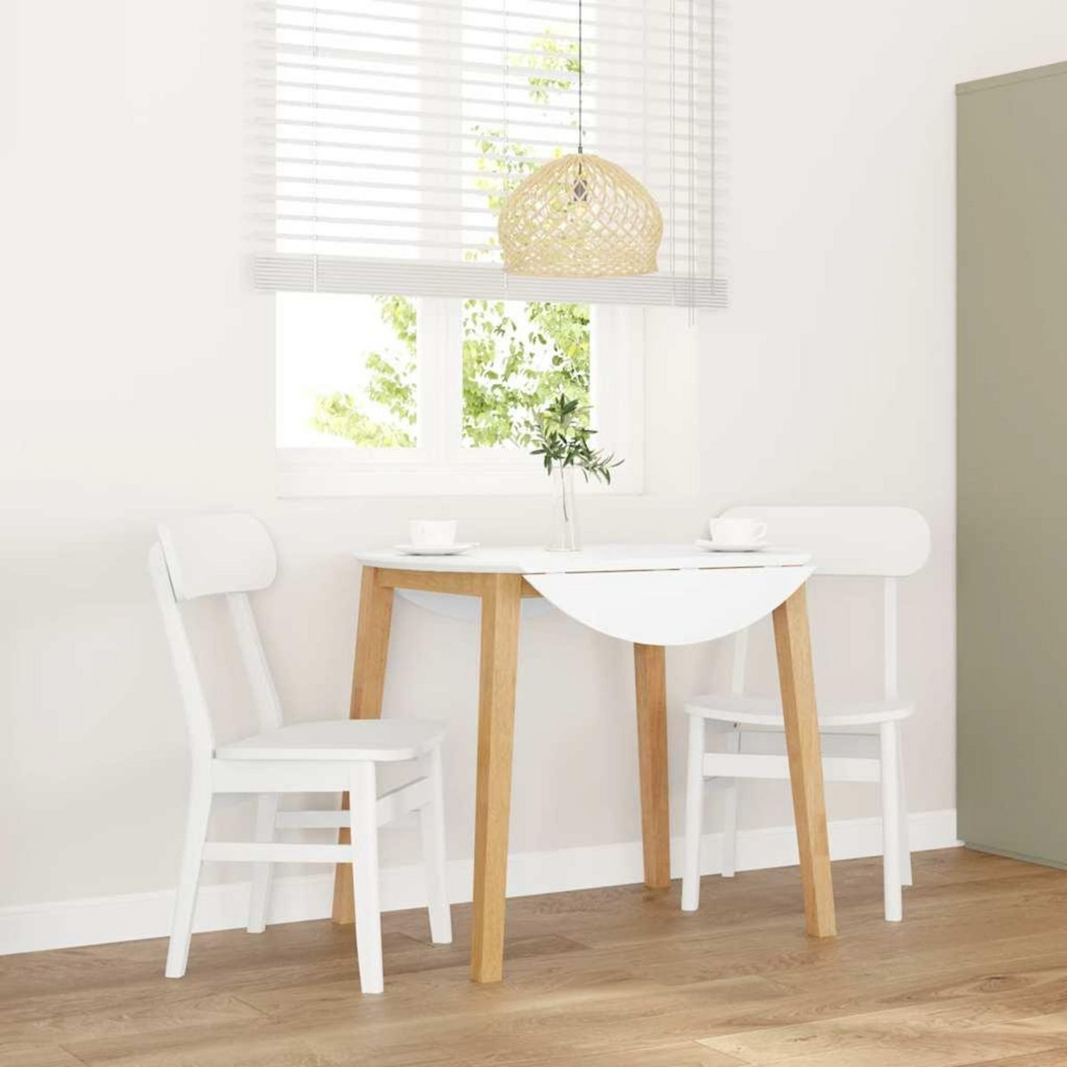 VIDAXL Chaises a manger 2 pcs blanc bois massif caoutchouc