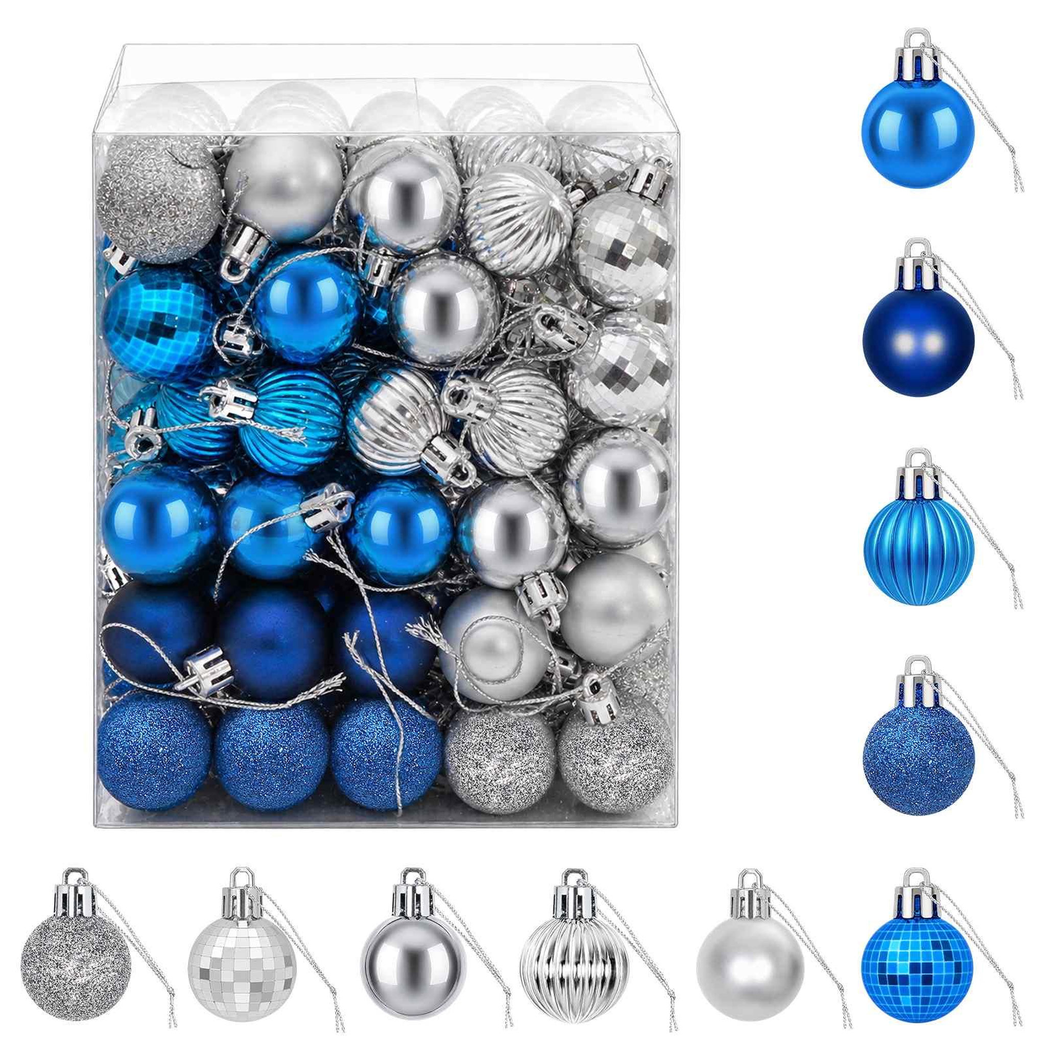 VIDAXL Ensemble de boules de Noël 150 pc Bleu et argente Diam. 3 cm