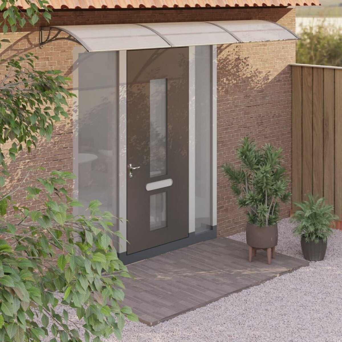 VIDAXL Auvent de porte Gris 300x75 cm Polycarbonate