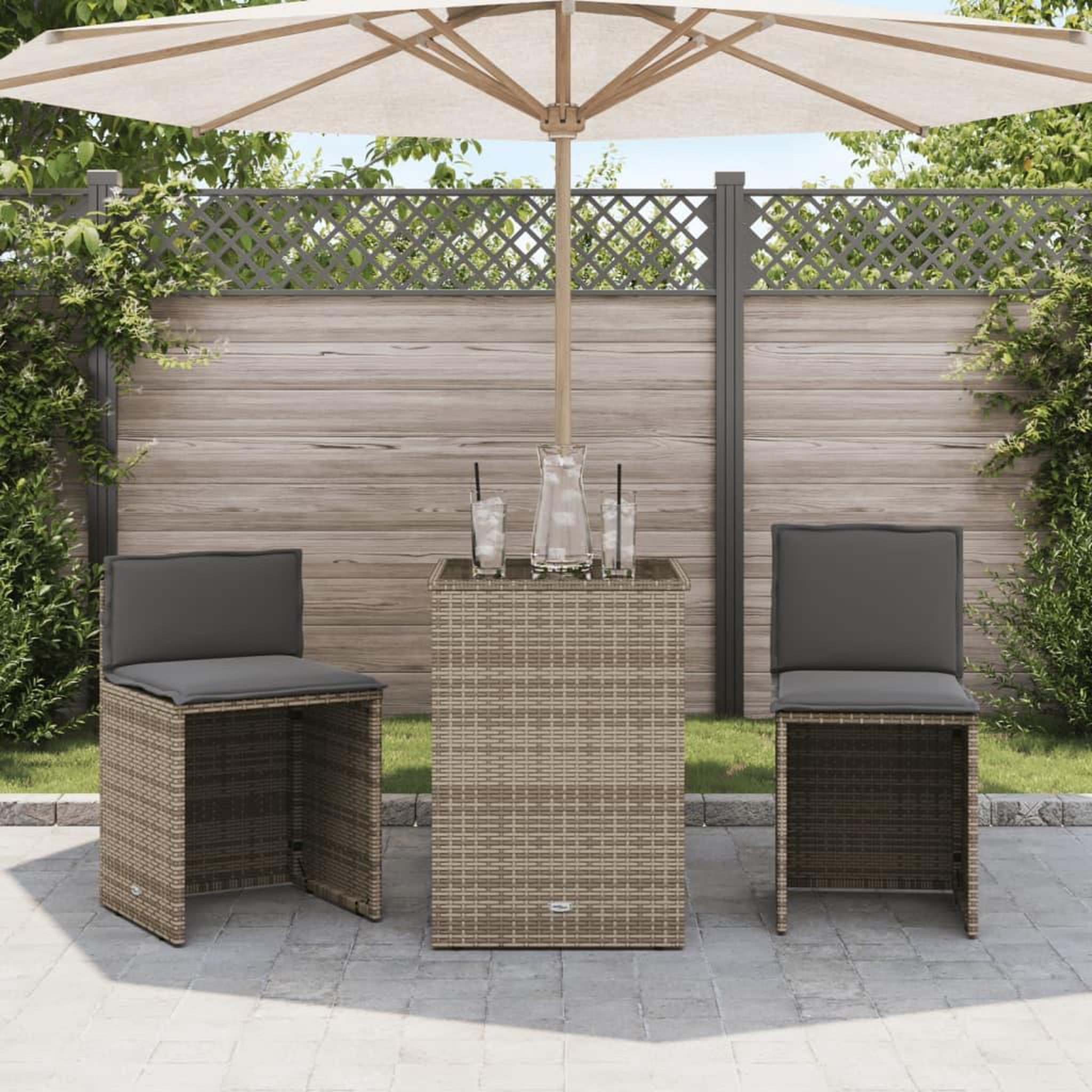 Voir la diapositive 3 : VIDAXL Ensemble de bistro 3 pcs avec coussins beige resine tressee
