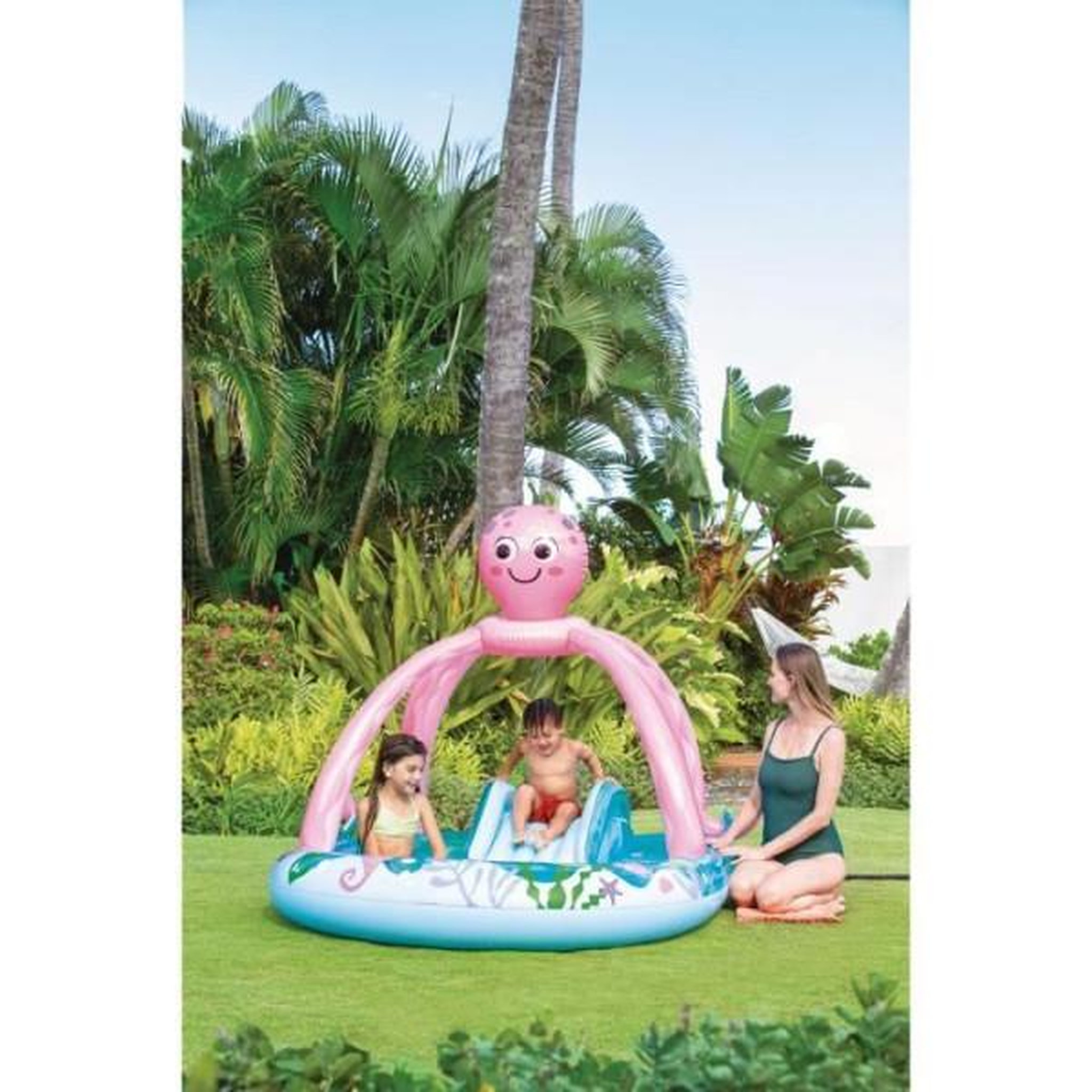 INTEX Aire de jeux gonflable - intex - pieuvre - 229 litres - 2 ans et + - 234 x 183 x 150 cm - inclus : 2 anneaux gonflables