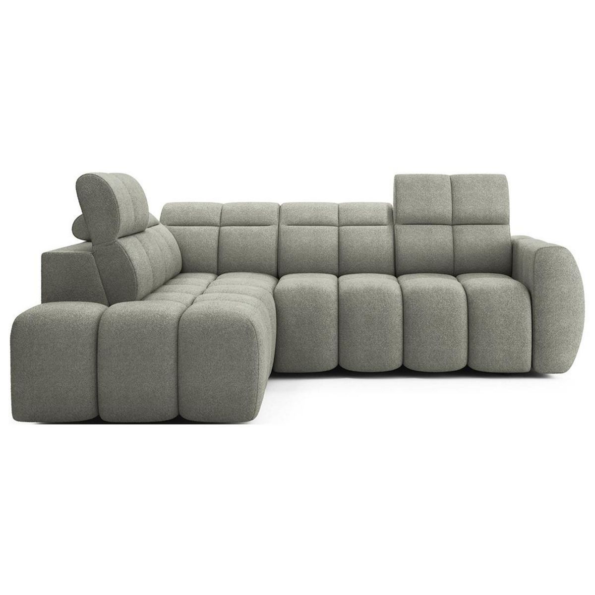 BEST MOBILIER Basile - canapé d'angle gauche 4 places assise extensible électrique avec coffre en tissu texturé